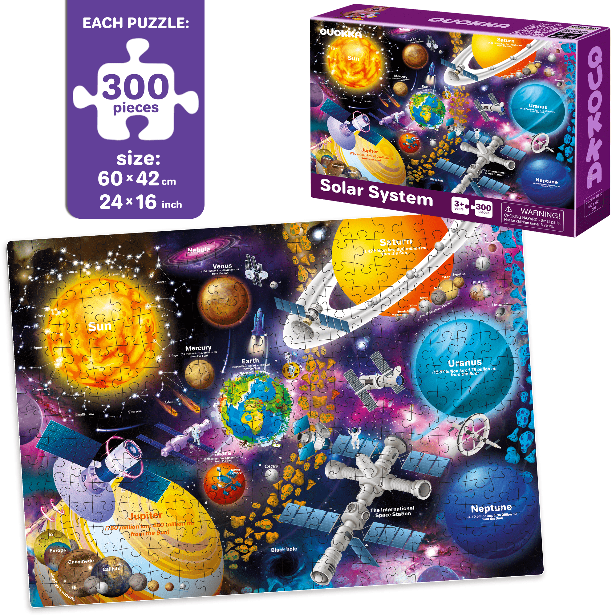 300 Piece Search & Find Floor Jigsaw Puzzles | USA and World Maps & Space