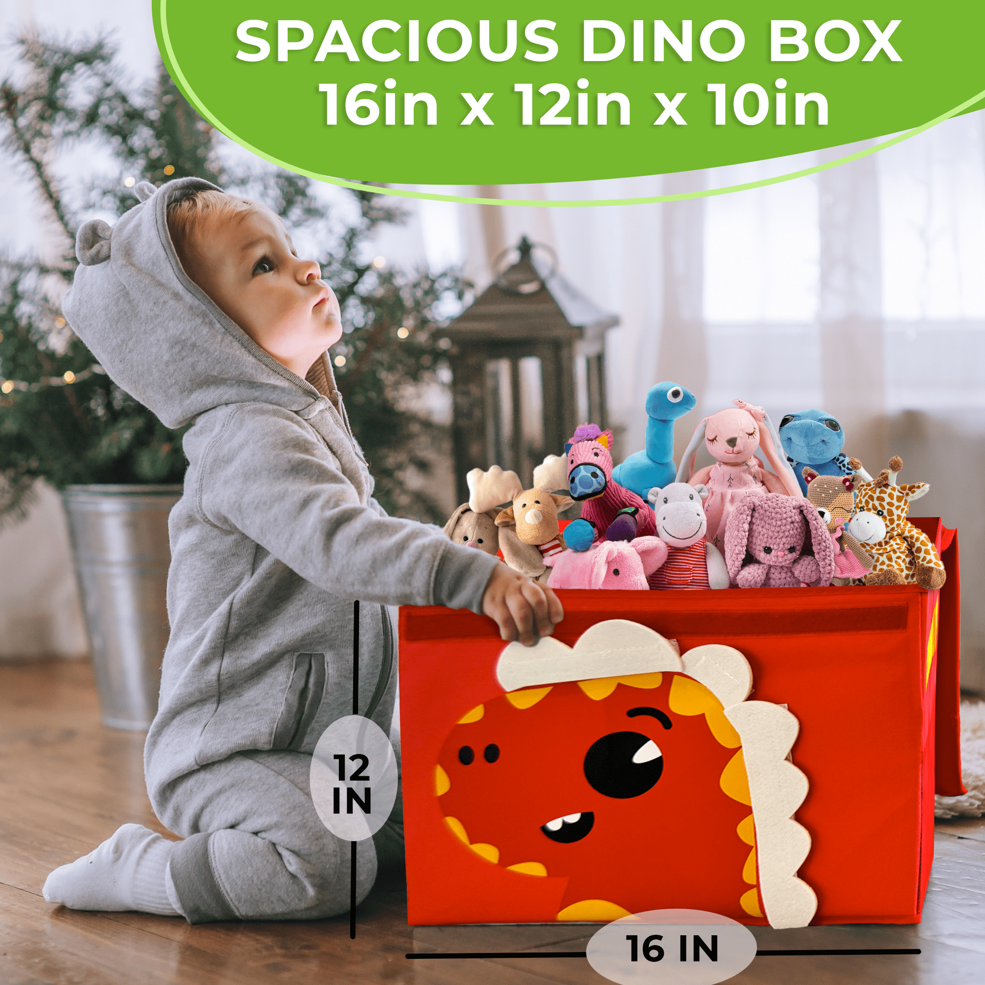 QUOKKA Dino Toy Storage Box | Toy Chest Organizer for Kids