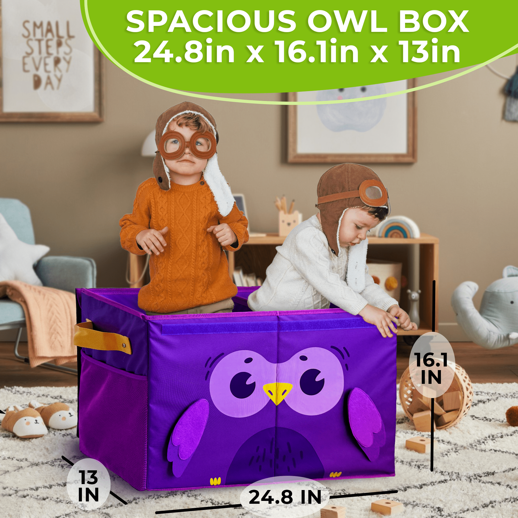 QUOKKA Owl Toy Storage Box | Toy Chest Organizer for Kids