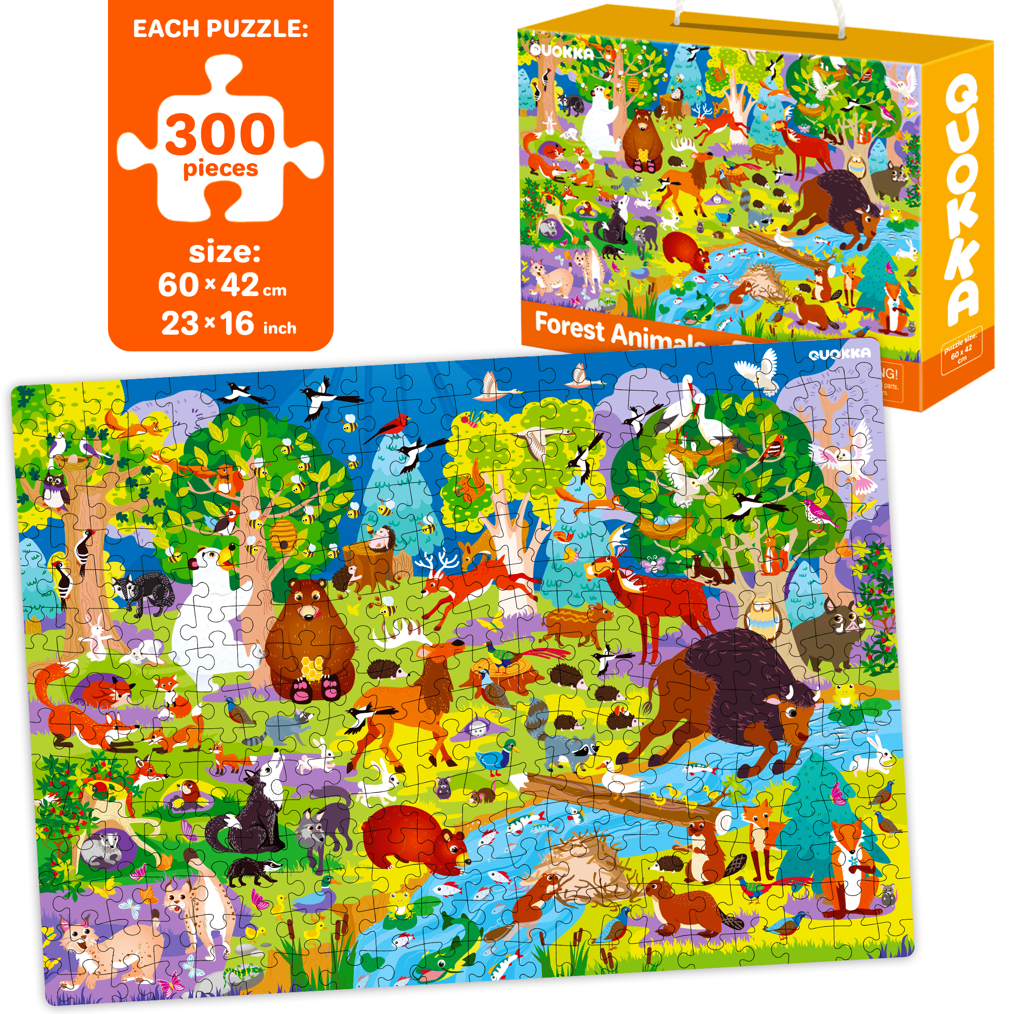 QUOKKA 300 Piece Floor Jigsaw Puzzles for Kids | Ocean, Insects & Forest