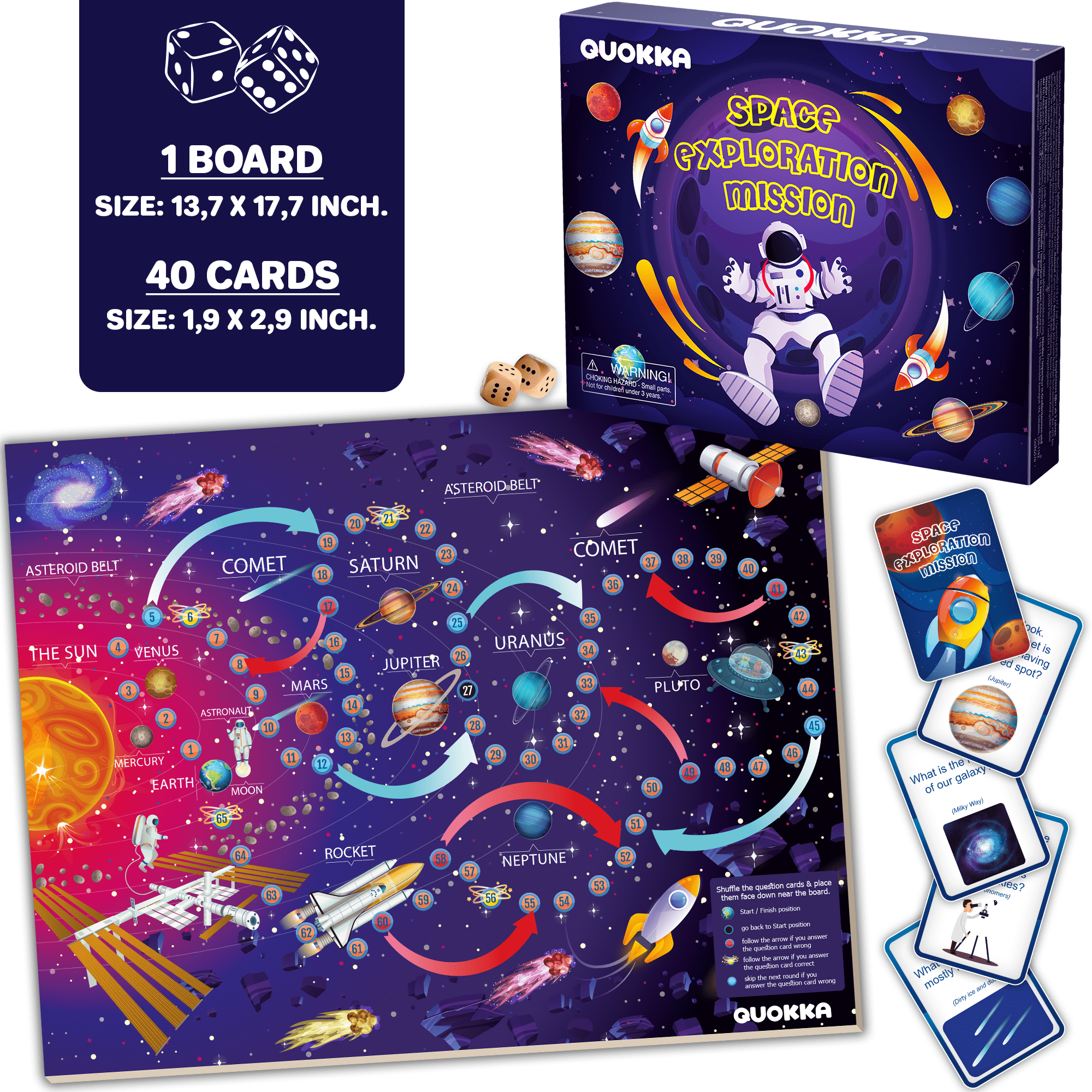 QUOKKA 3X Set Learning Board Games for Kids 6-8