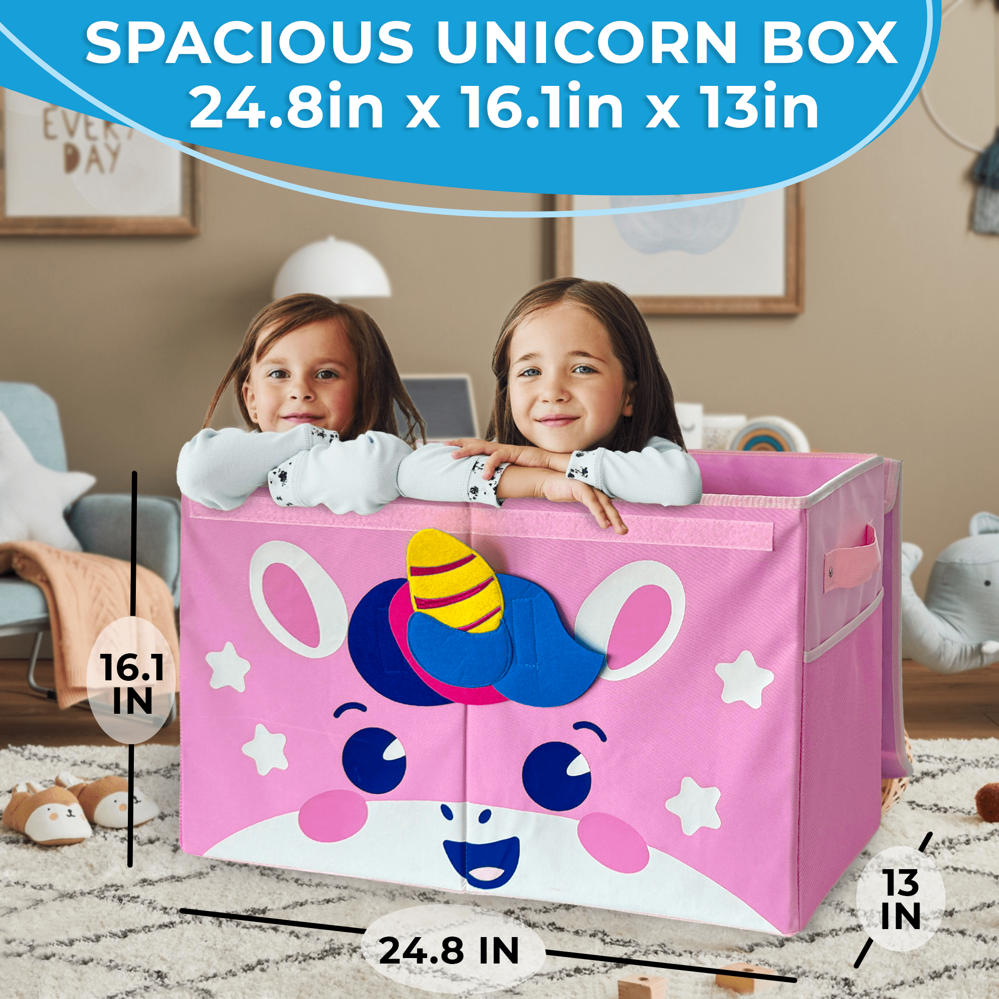 QUOKKA Unicorn Toy Storage Box | Toy Chest Organizer for Kids