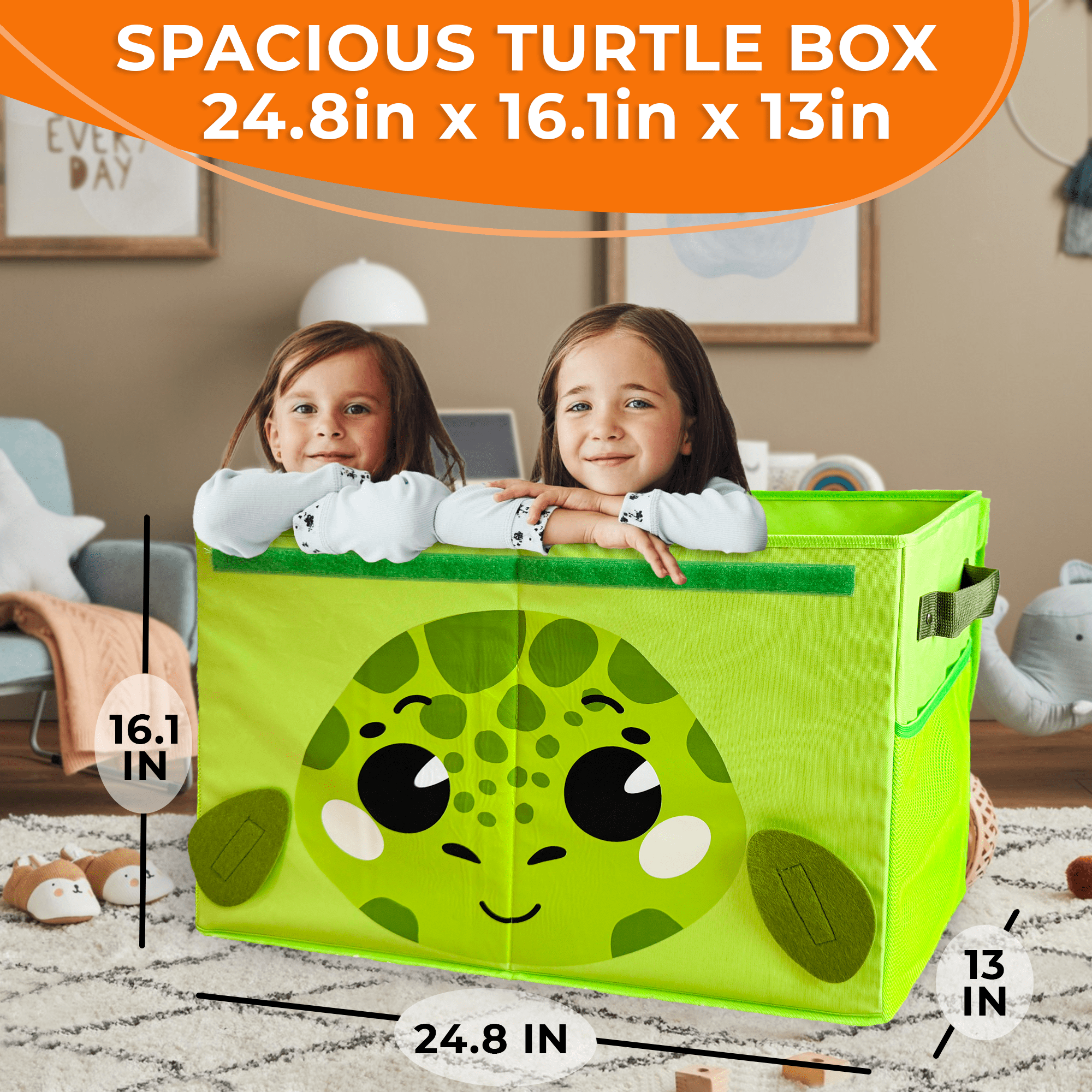 QUOKKA Turtle Toy Storage Box | Toy Chest Organizer for Kids