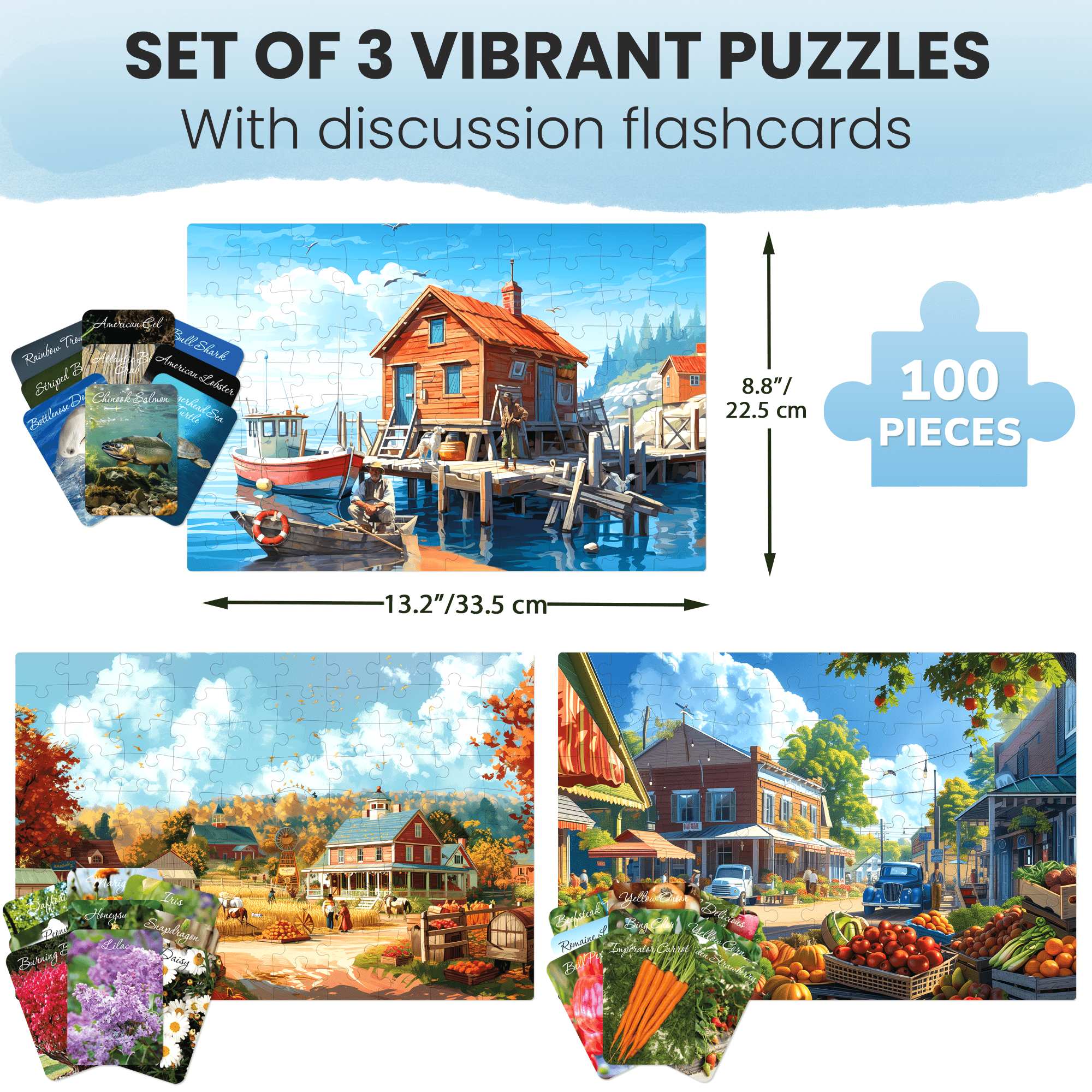 100 Pieces Dementia Puzzles for Elderly Small Town