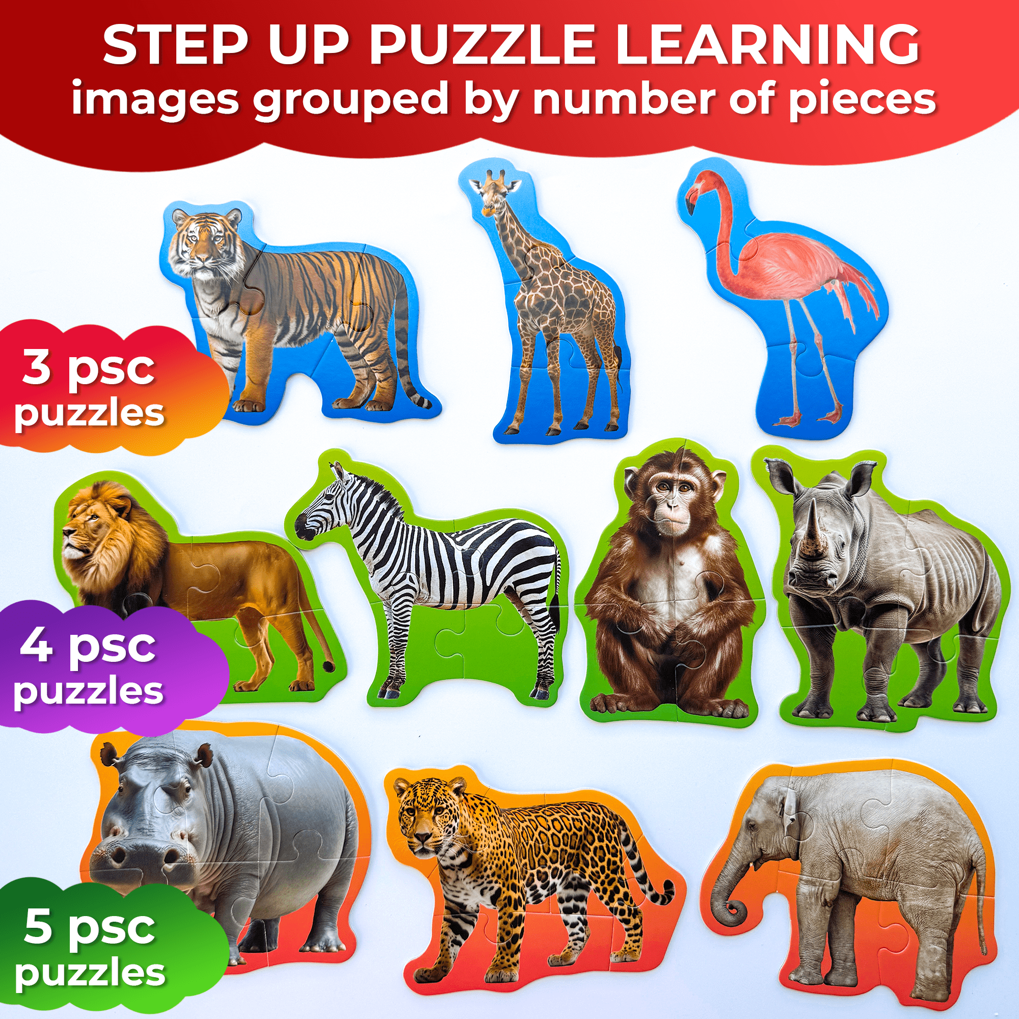 Step Up Puzzles for Toddlers 40 Piece Safari Animals 