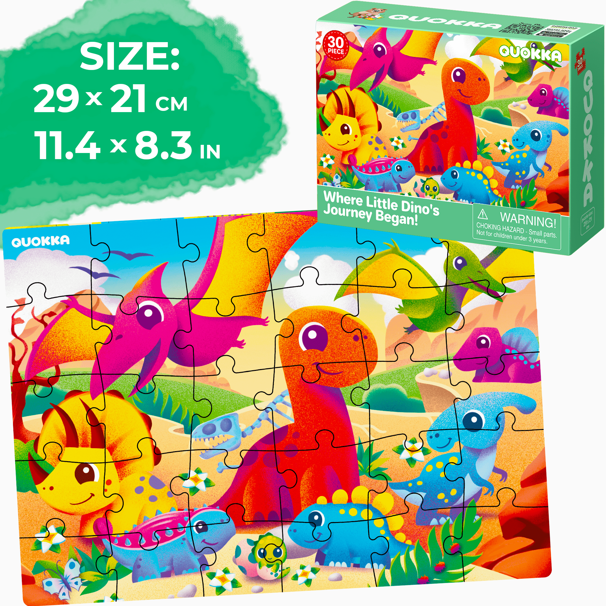 QUOKKA 30 Pieces Puzzles for Kids | Dinosaur, Bugs & Animals