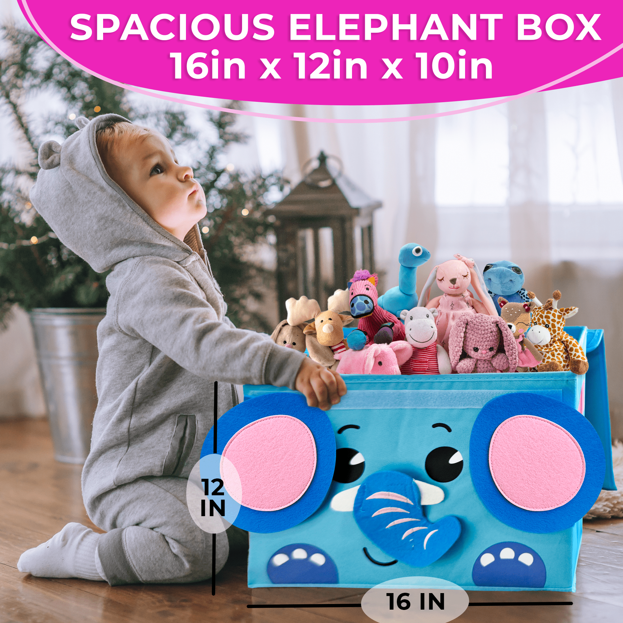 QUOKKA Elephant Toy Storage Box | Toy Chest Organizer for Kids