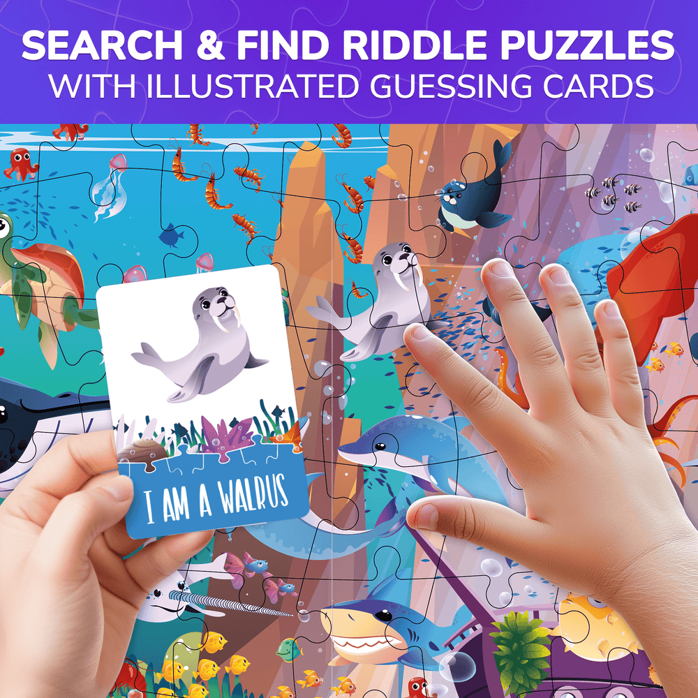 Search and Find Riddle Puzzles with Cards for Kids | Ocean - QUOKKA