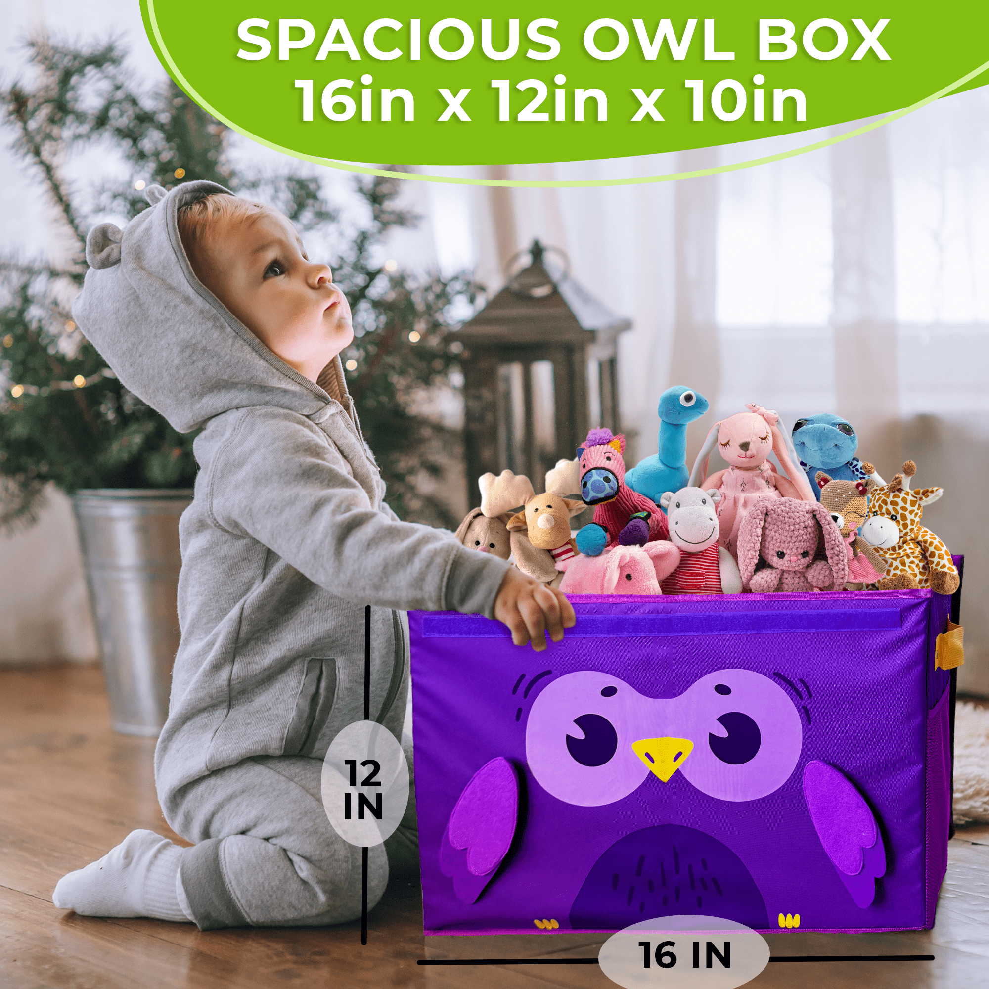 QUOKKA Owl Toy Storage Box | Toy Chest Organizer for Kids