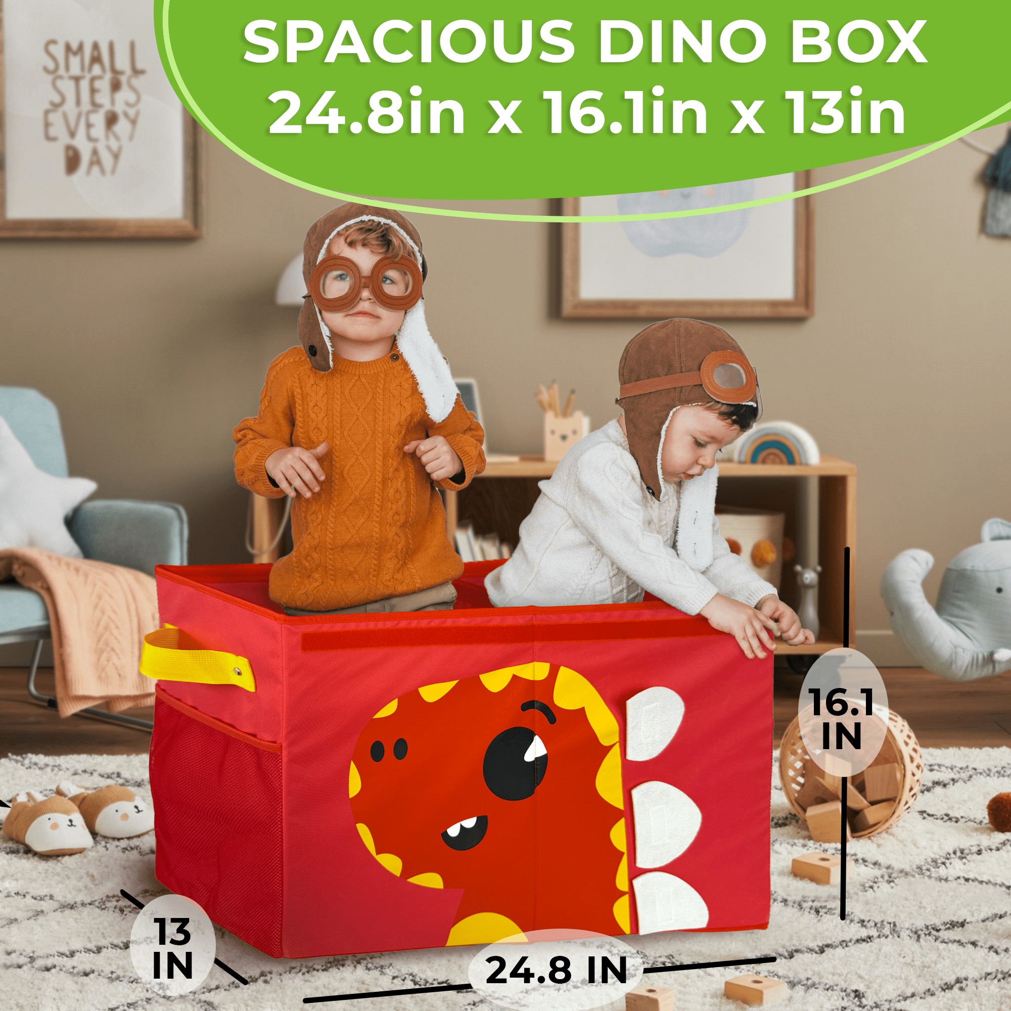 QUOKKA Dino Toy Storage Box | Toy Chest Organizer for Kids