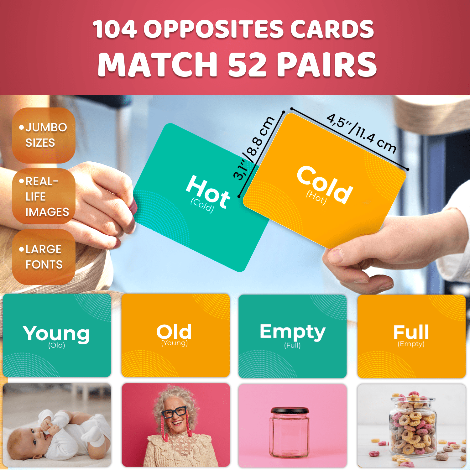 104 Opposites Vocabulary Flash Cards