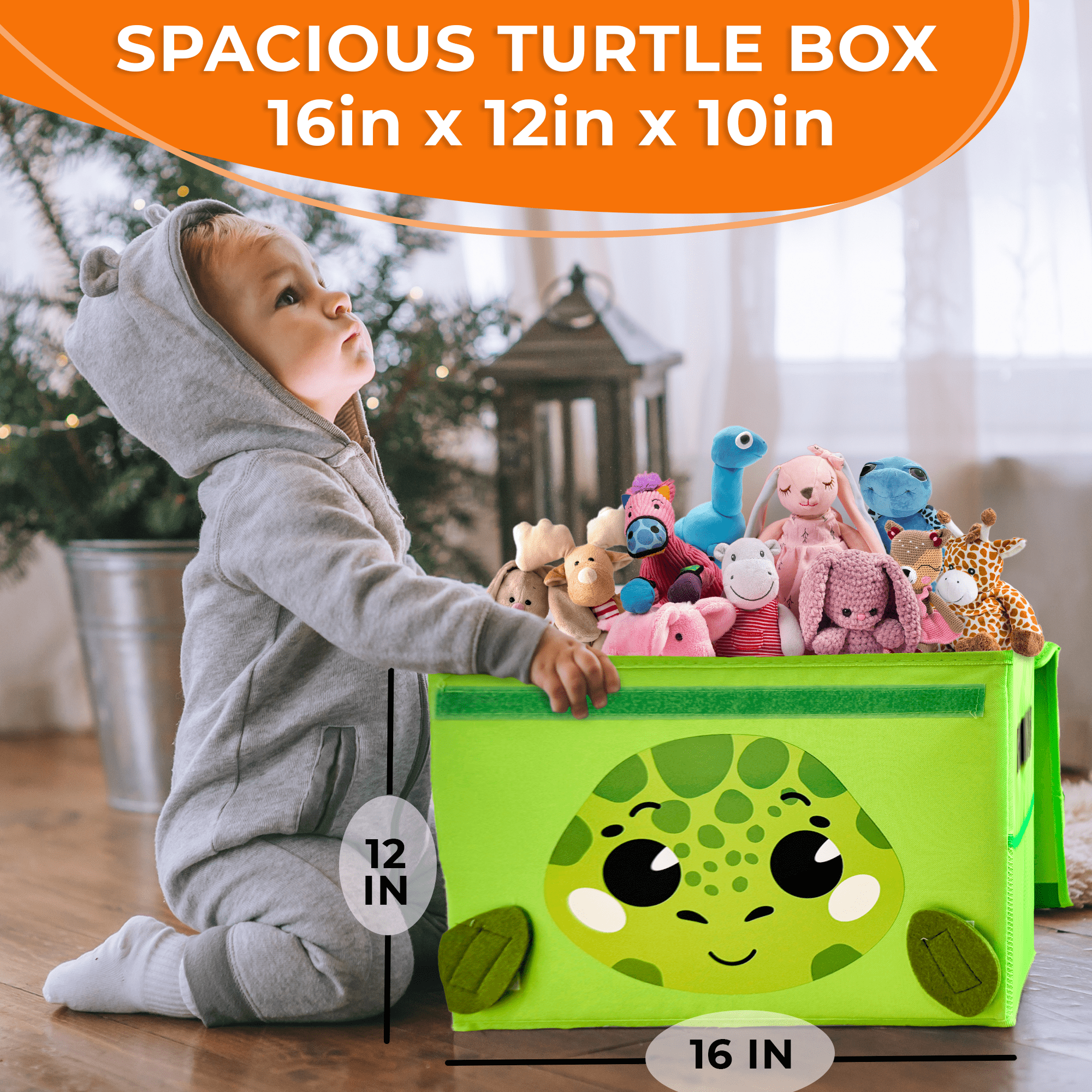 QUOKKA Turtle Toy Storage Box | Toy Chest Organizer for Kids