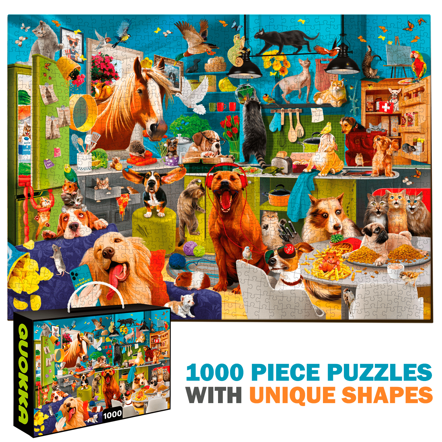 1000 Piece Unique Jigsaw Puzzle for Adults with Animals