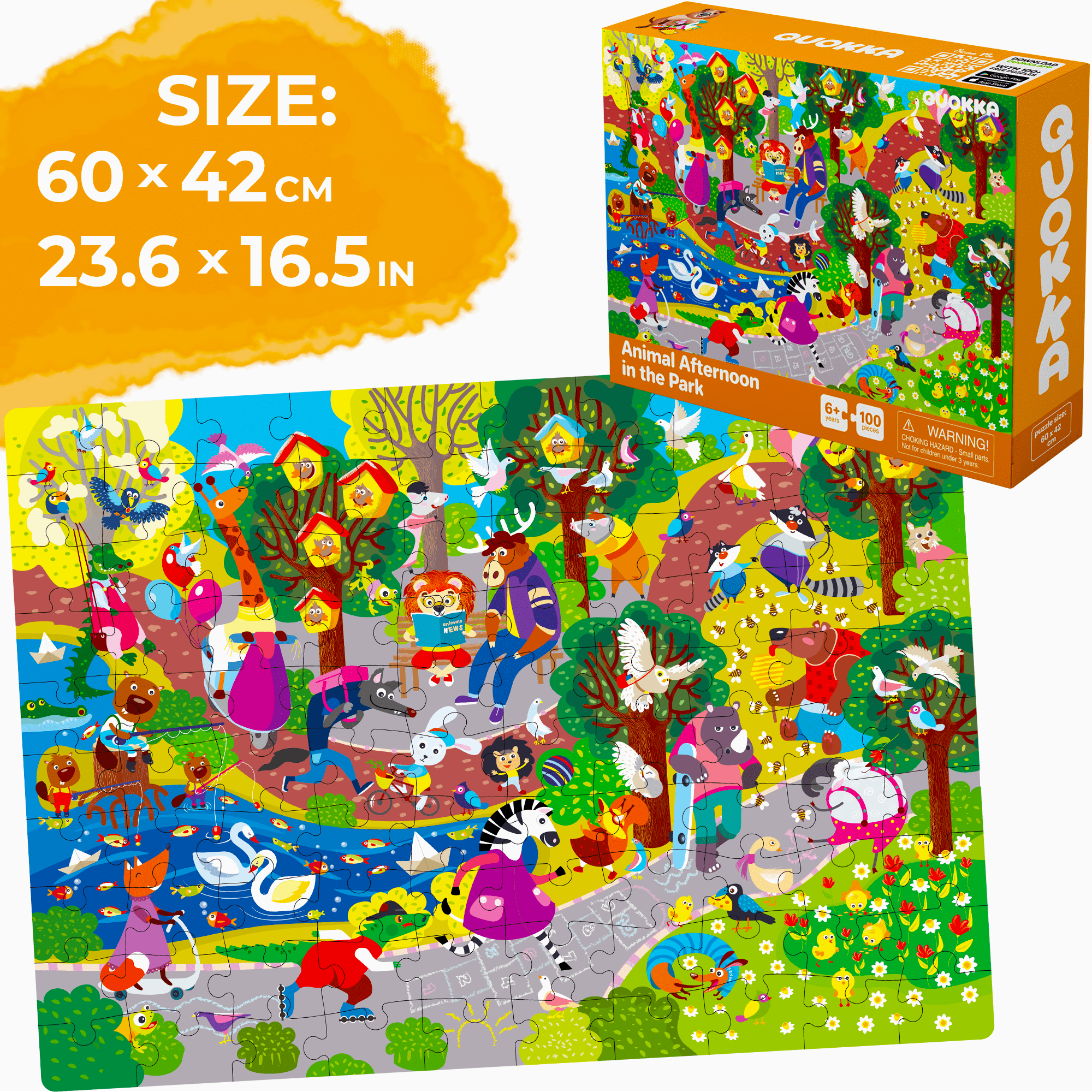 QUOKKA 100 Piece Puzzles for Kids | Wild Animals, Birds & Floral