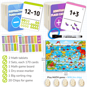 340 Flash Cards to Learn Addition Subtraction 