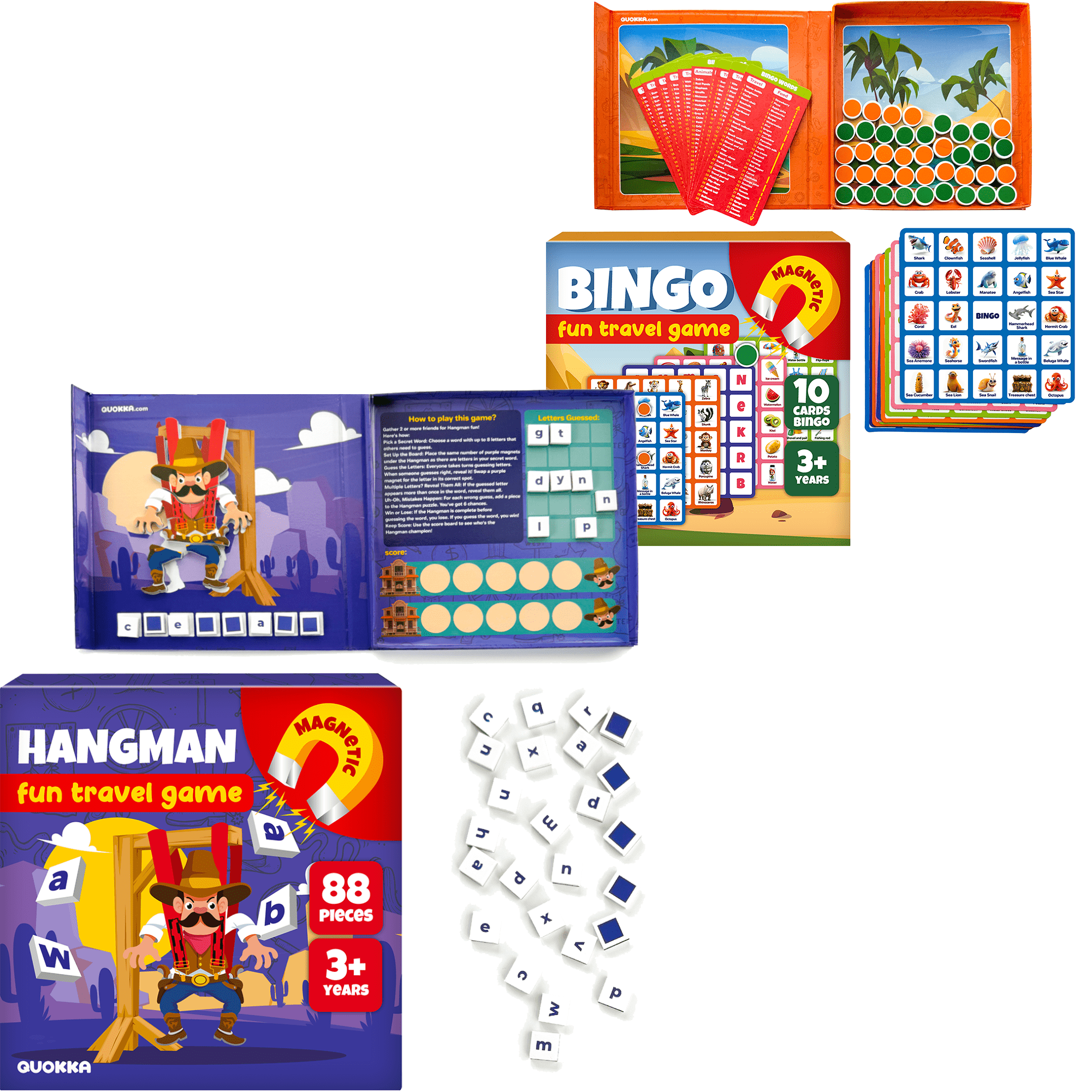 Bundle Set of 2 Magnet Travel Game | Hangman, Bingo