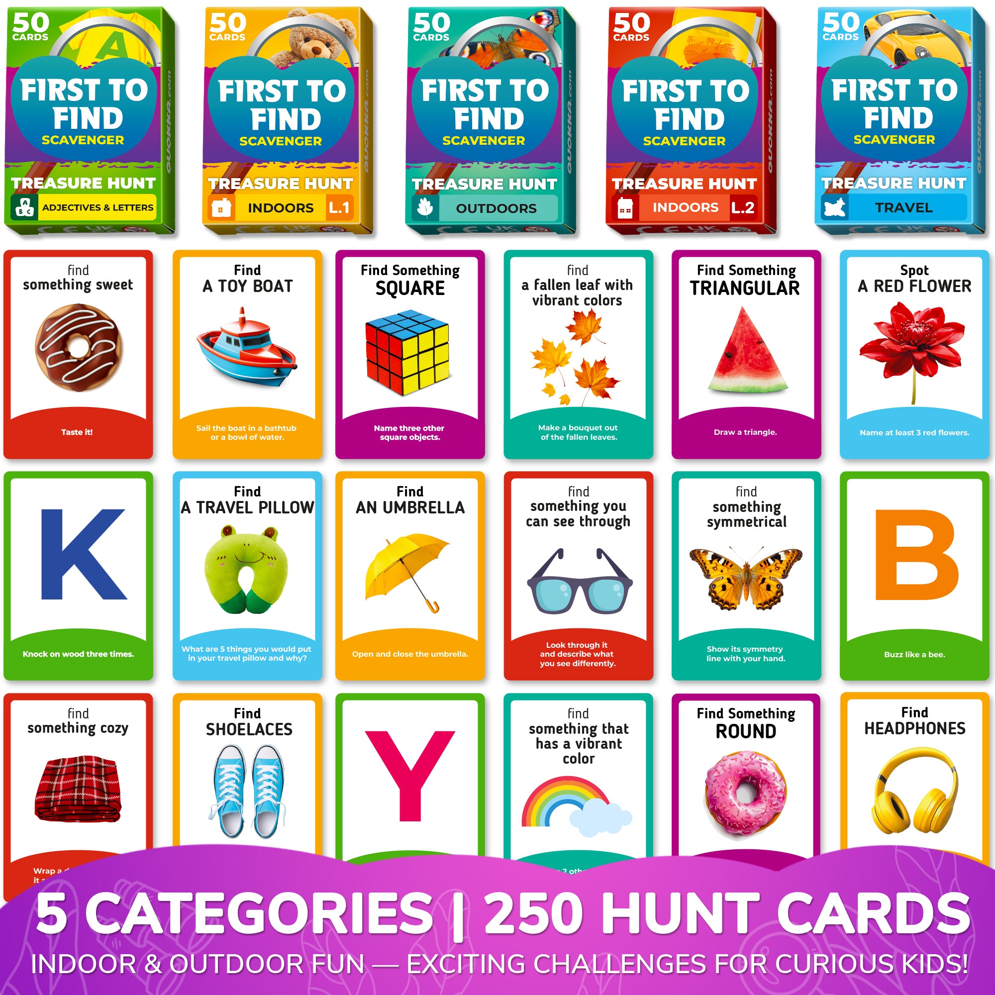Scavenger Hunt Game 250 Cards for Kids | Indoor Outdoor Activities