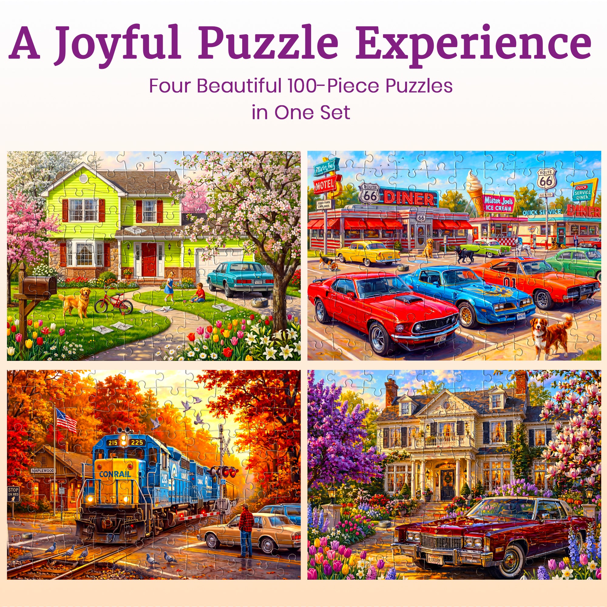 100 Pcs Search & Find Dementia Puzzles for Elderly - Retro
