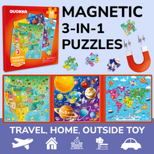 Load image into Gallery viewer, QUOKKA Magnetic Book 36 Piece Puzzles for Kids | Maps USA, World &amp; Space
