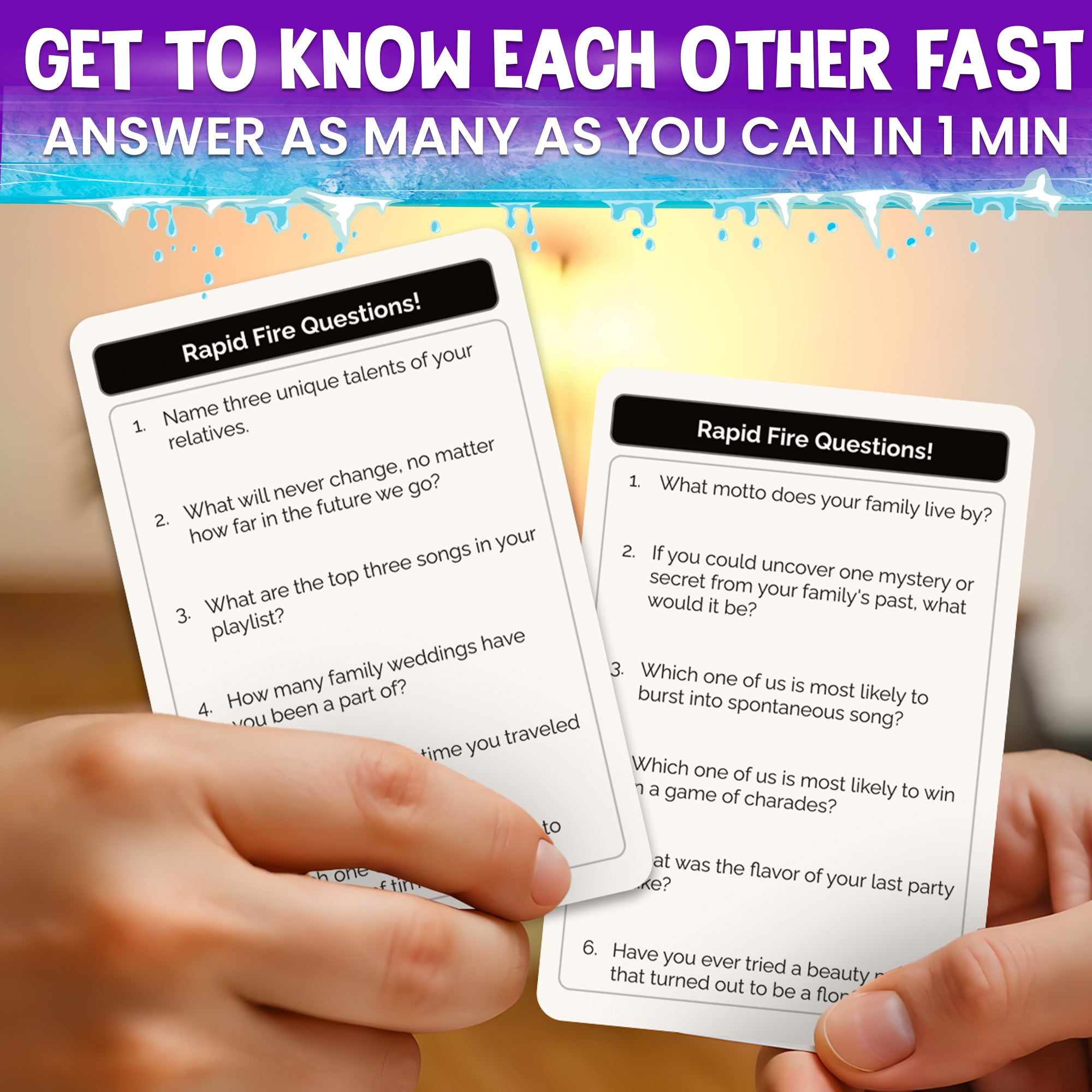 Rapid Fire Family Conversation Cards Game I 95 Cards