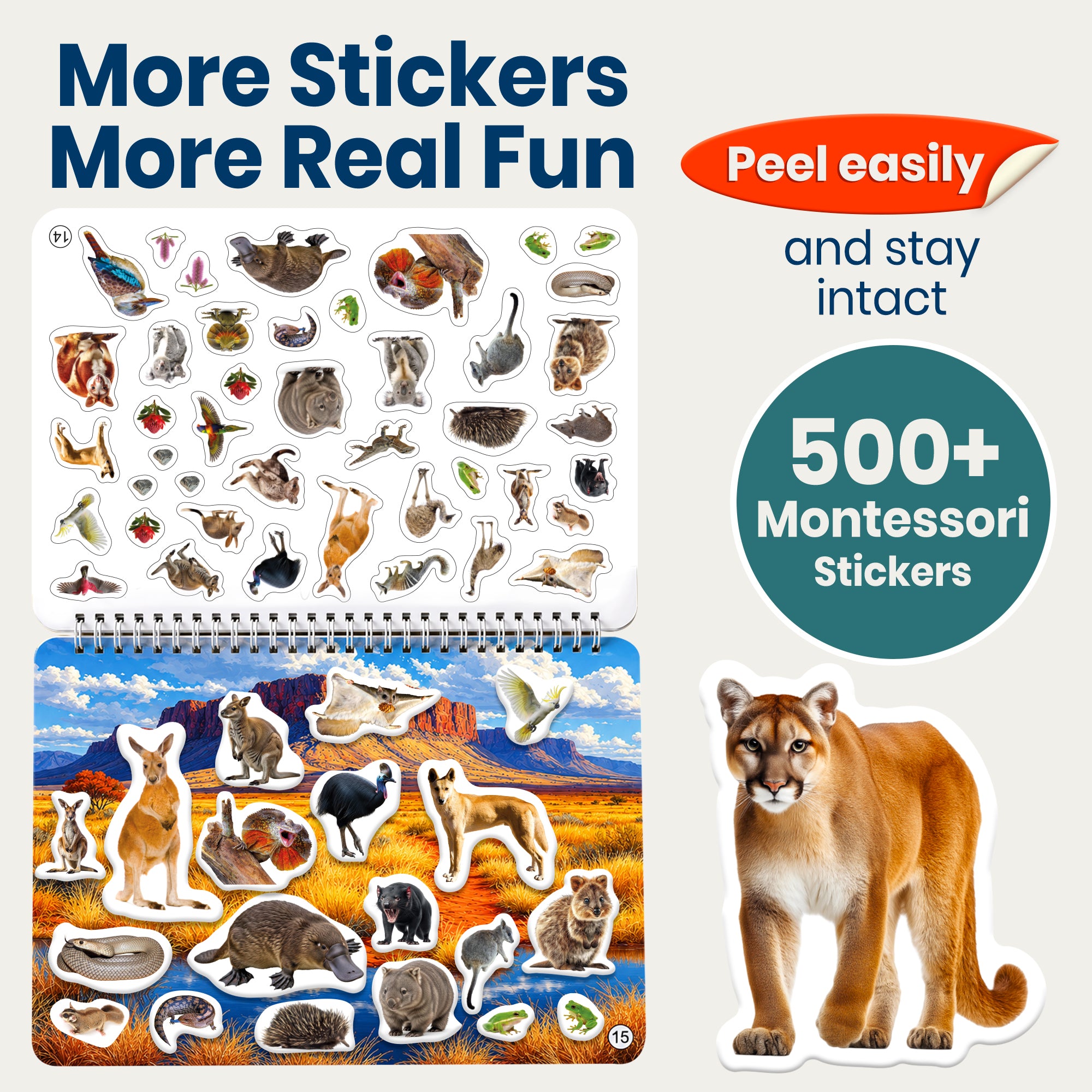 Sticker Book for Kids Wild Animals - Draw & Stick Creative Workbook
