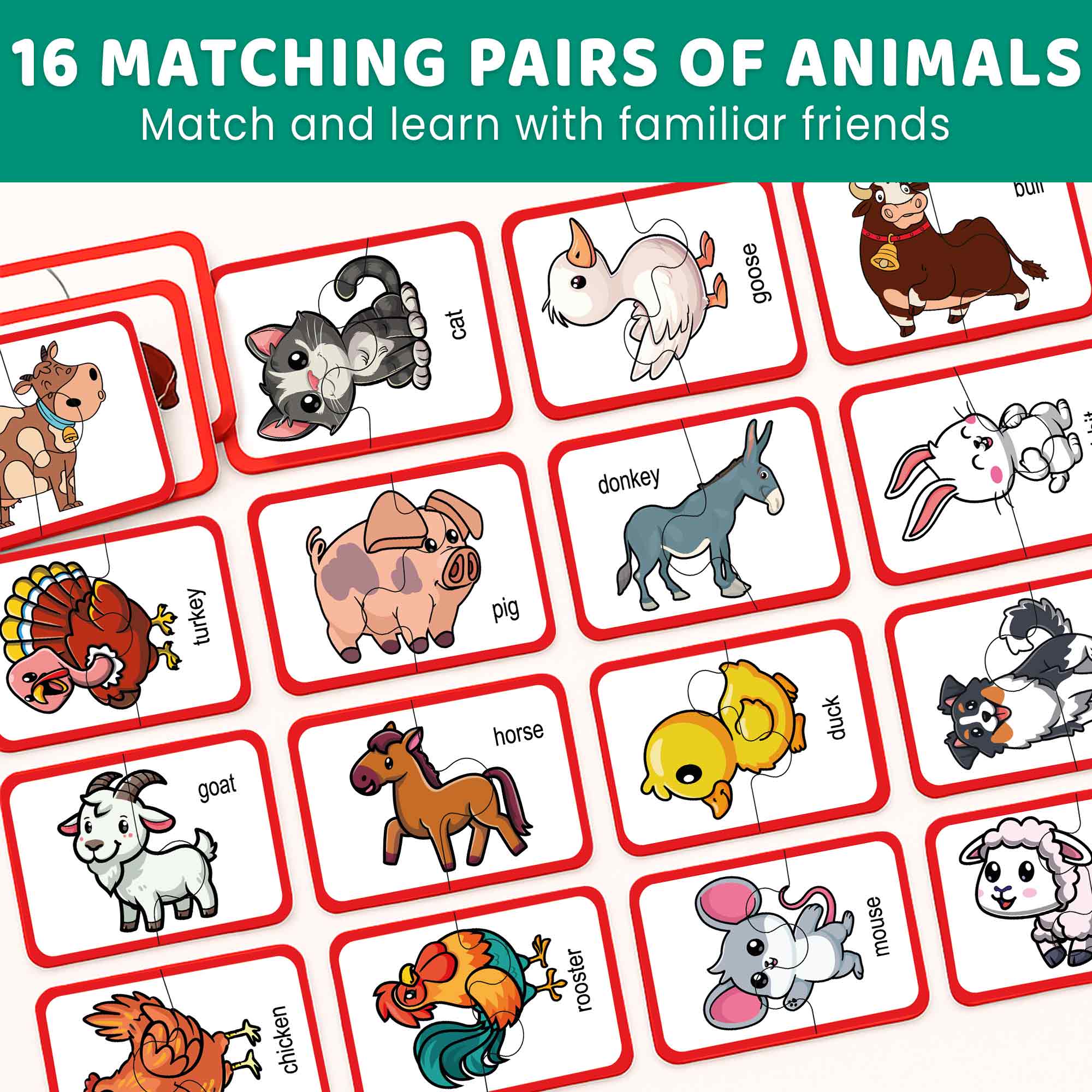 4 Set Matching Puzzle for Toddlers -  Animals & Fruit