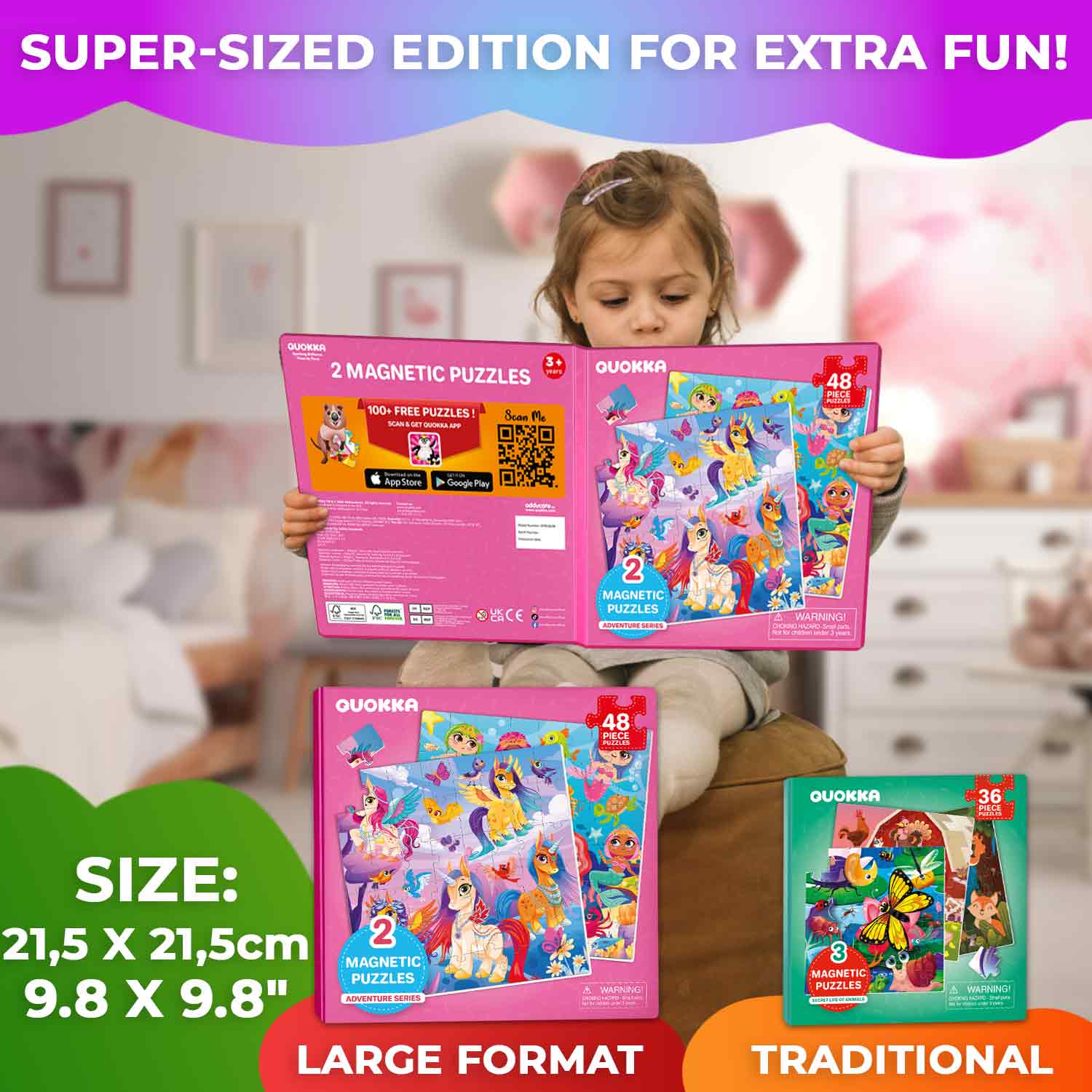 Magnetic Book 2x48 Piece Puzzles for Kids | Mermaids & Unicorns