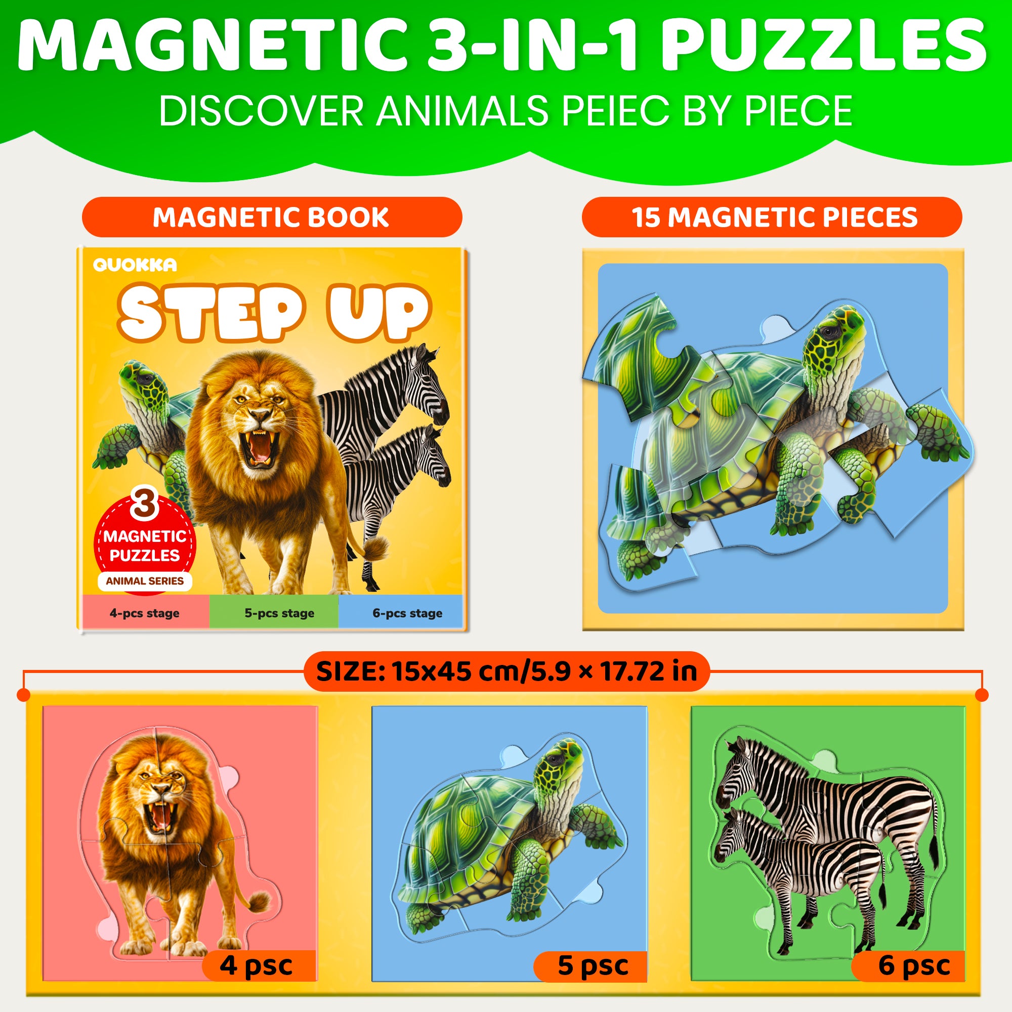 Step Up Magnetic Puzzles for Toddlers - Wild Animals