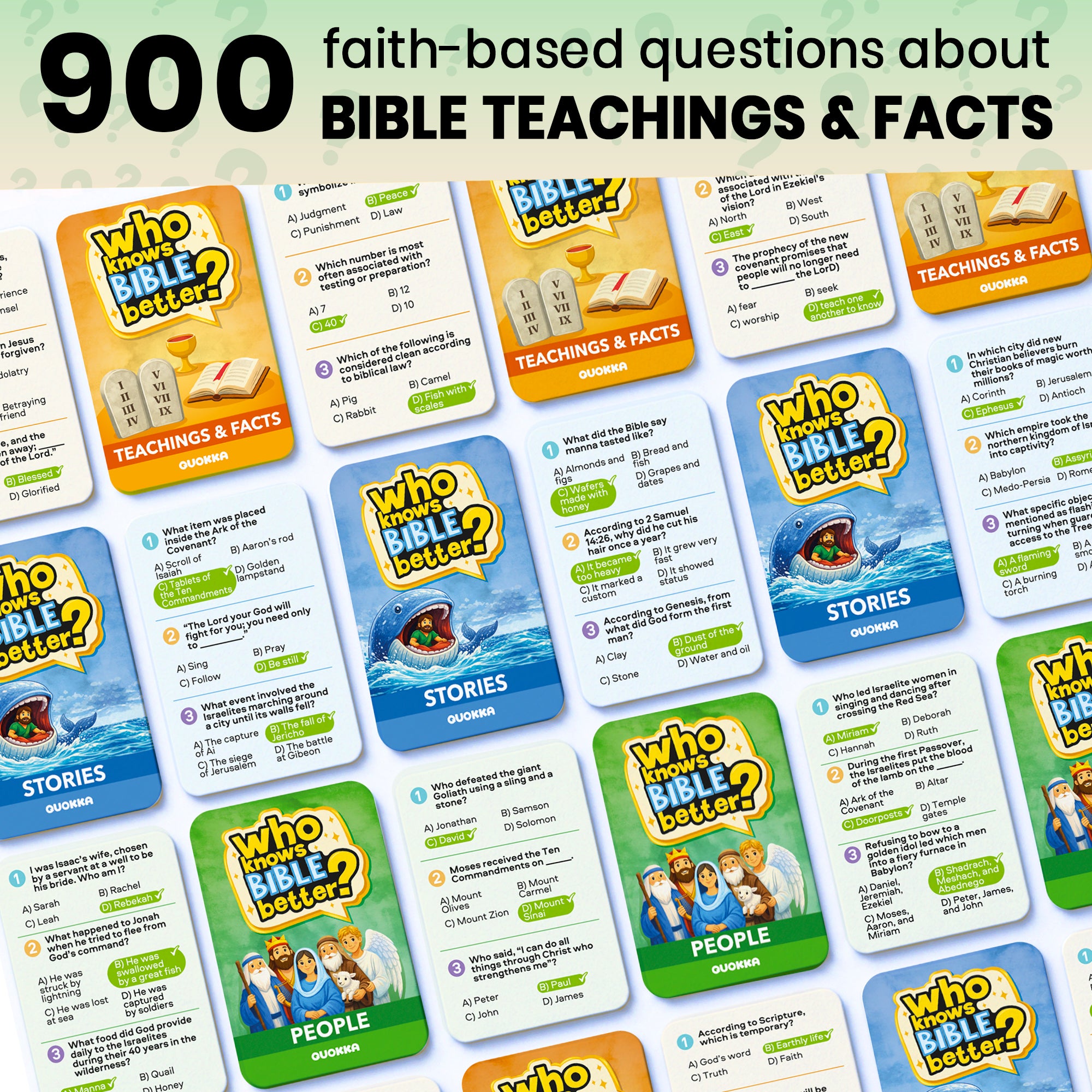 Trivia Card Game - Who Knows Bible Better? 3 Set for Family