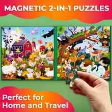 Load image into Gallery viewer, QUOKKA Magnetic Book 2x48 Piece Puzzles for Kids | Farm &amp; Forest
