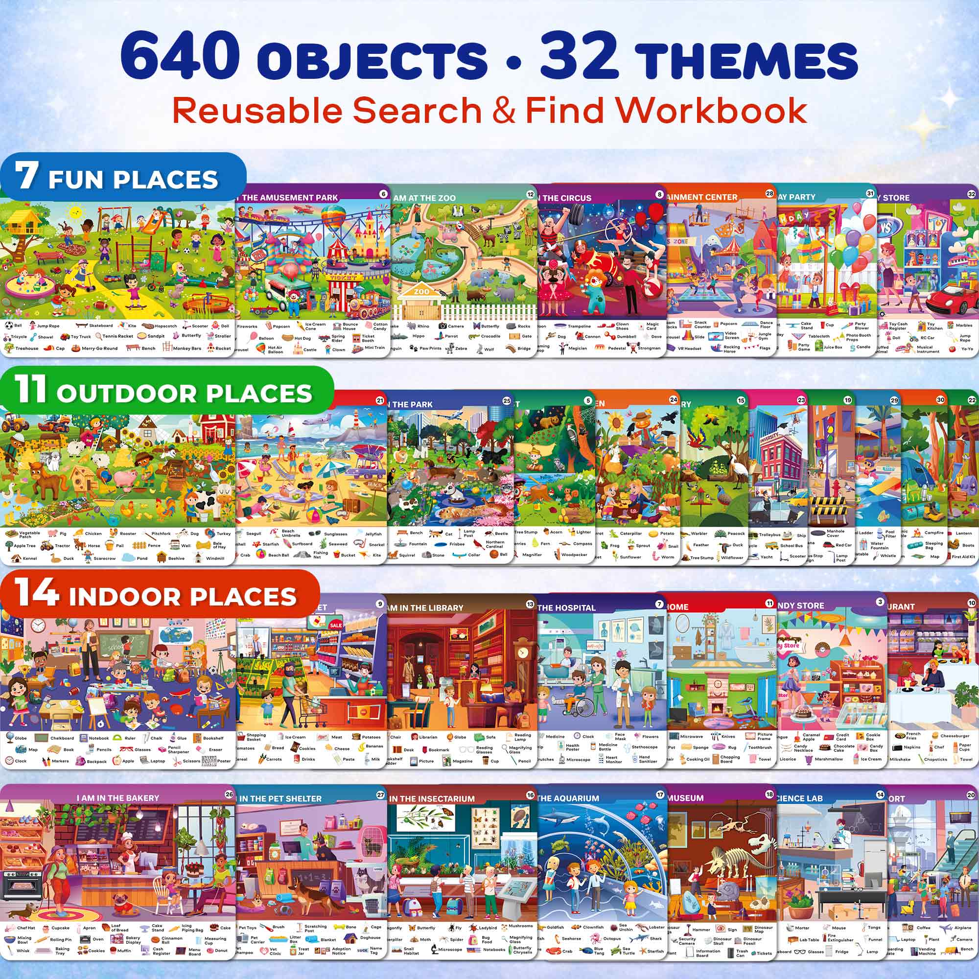 Busy Book for Toddlers - Places I Visit Search and Find Activity