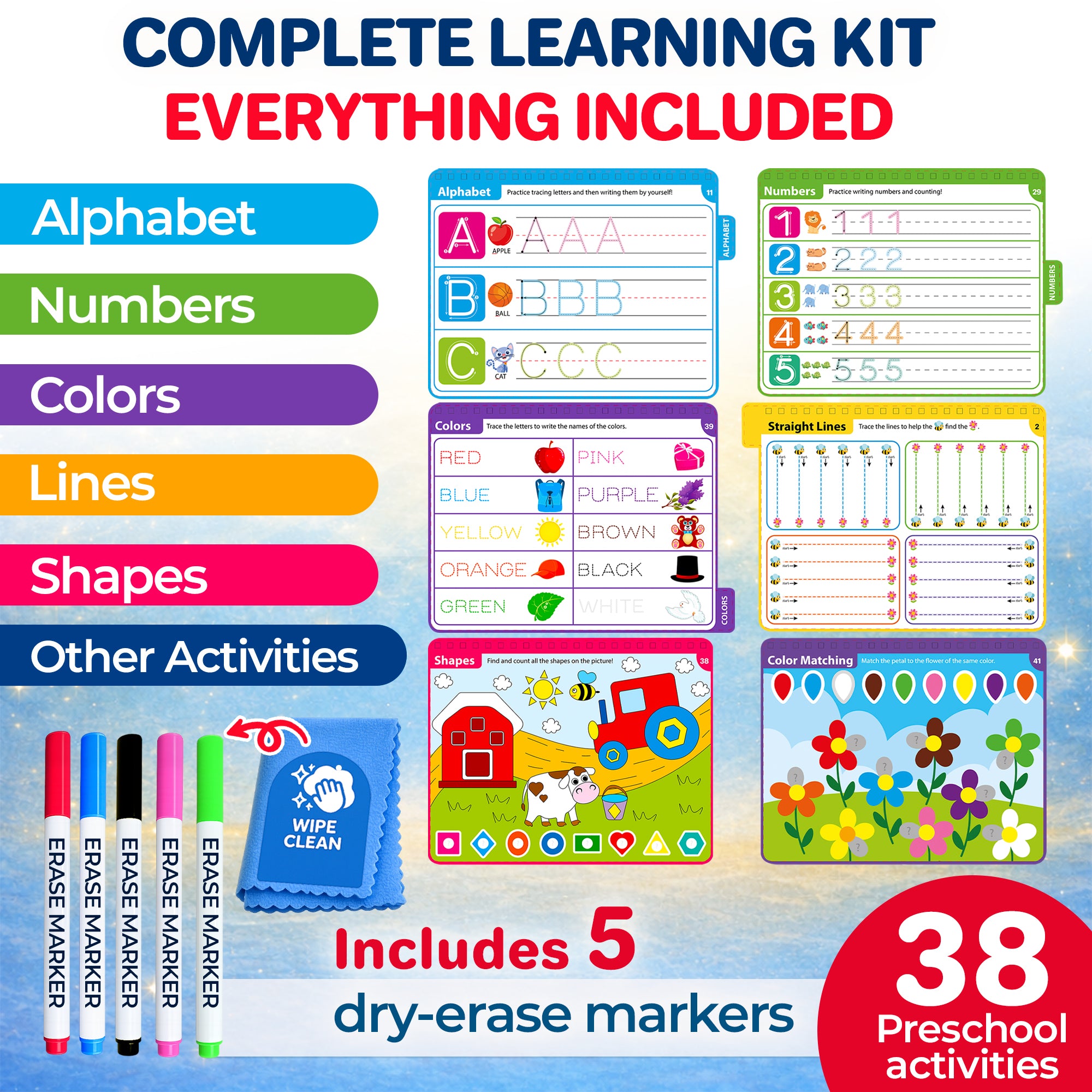 Tracing Books for Kids -  Reusable Dry Erase Activity