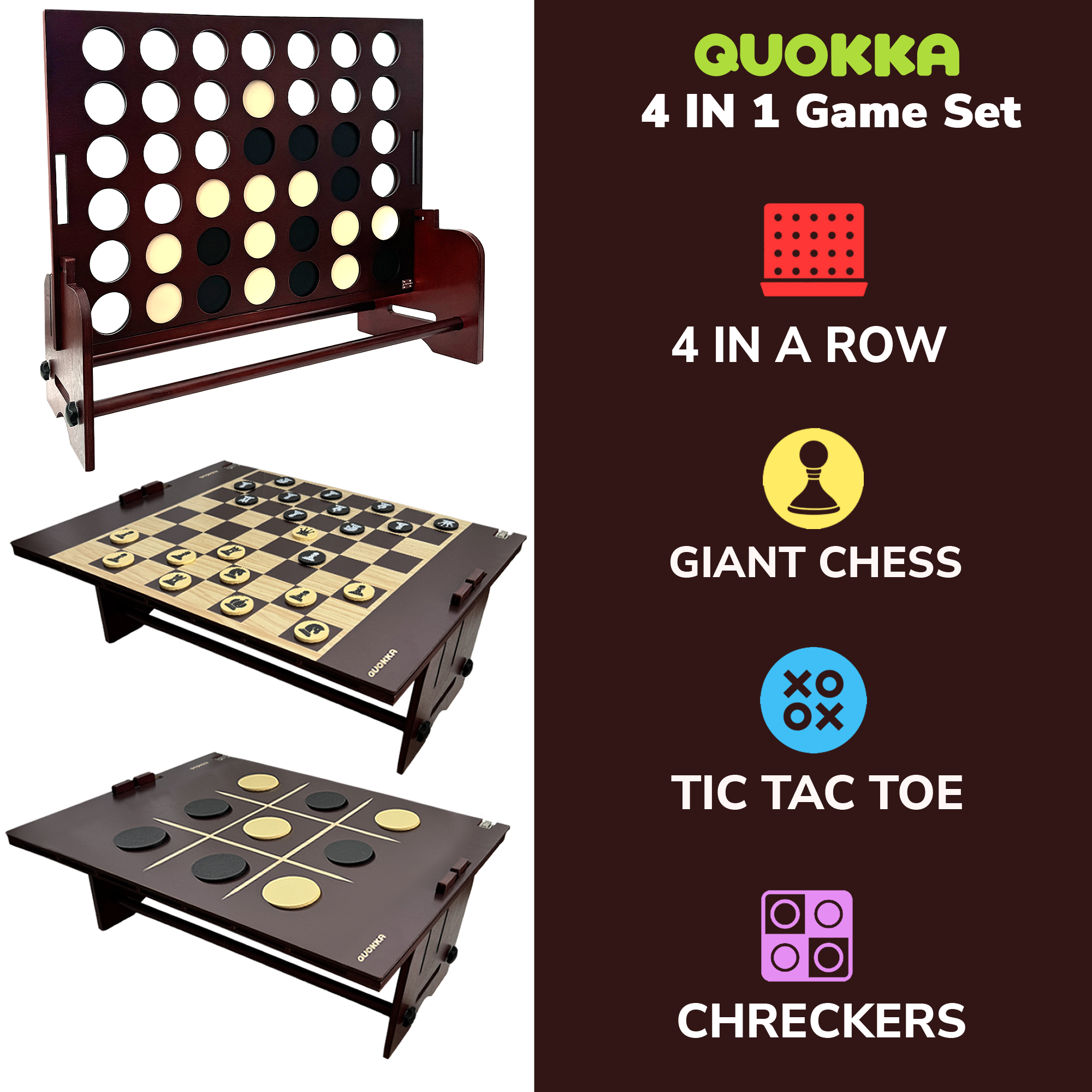 QUOKKA Giant 4-in-1 Connect Outdoor Game