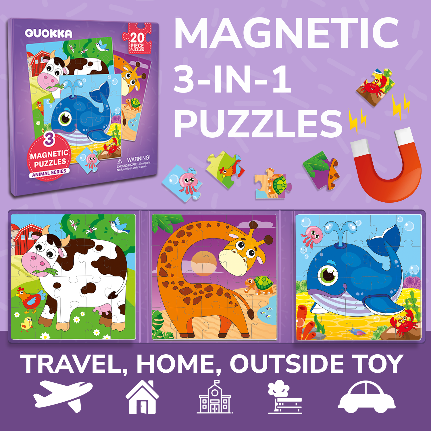 Magnetic Book 20 Piece Puzzles for Kids