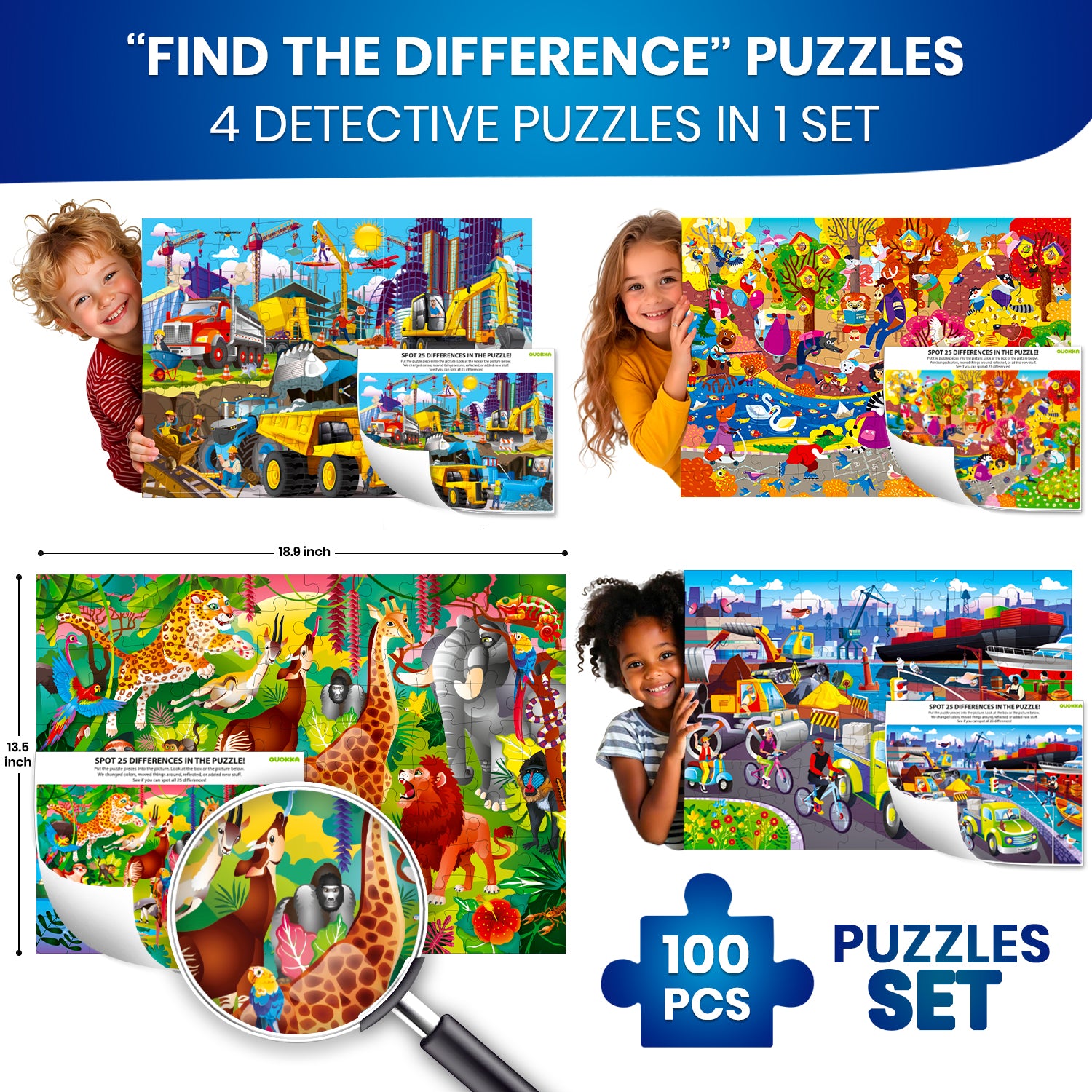 100 Pcs Puzzles for Kids | Wild Animals, Floral