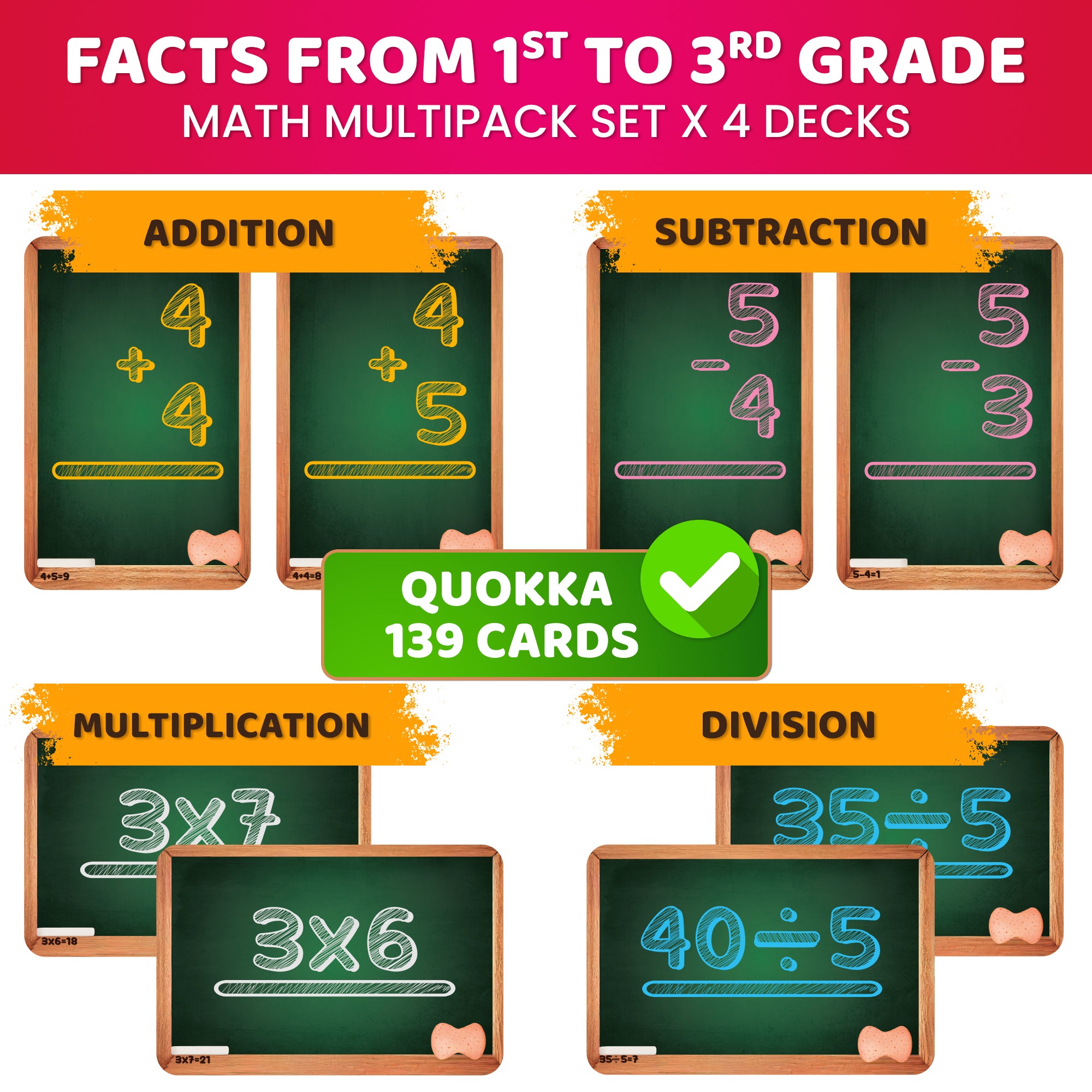 Flash Cards 4-in-1 set Math Set | Math Flashcards for Kids