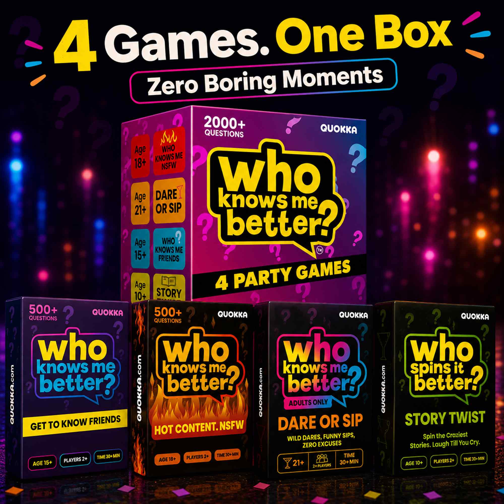 4 Set Party Games – Who Knows Me Better? for Adults