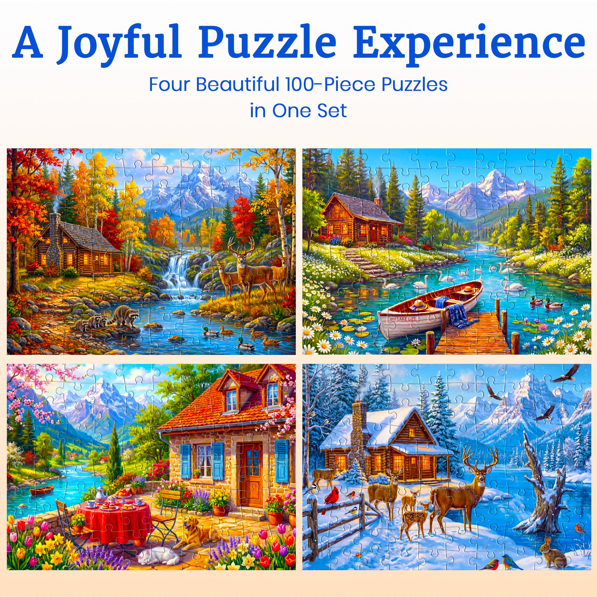 100 Pcs Search & Find Dementia Puzzles for Elderly - Seasons