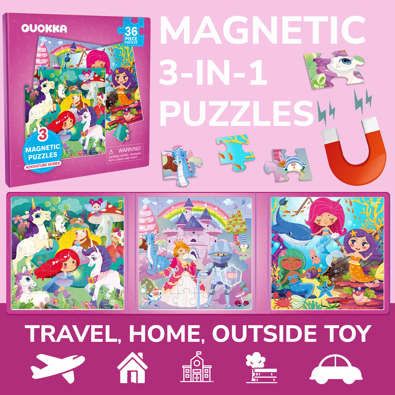 Magnetic Book 36 Piece Puzzles for Kids