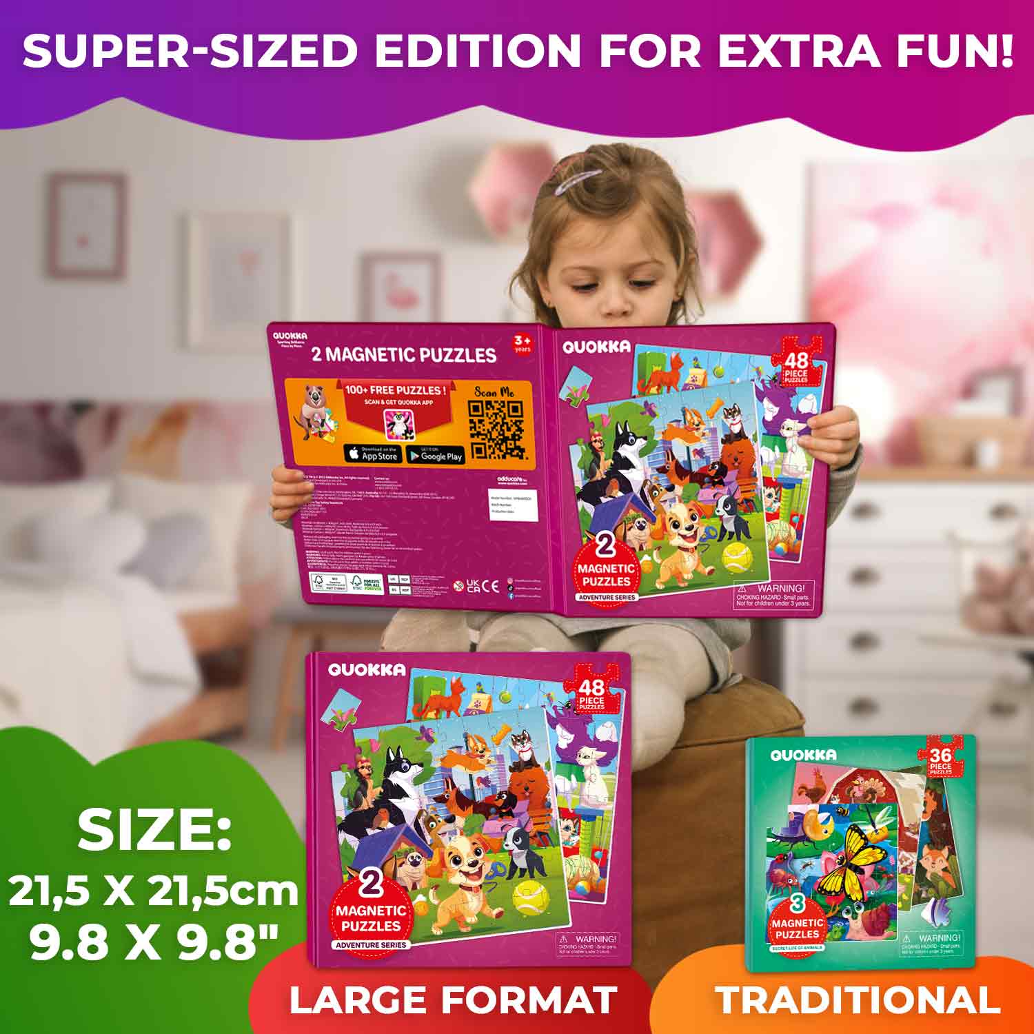 Magnetic Book 2x48 Piece Puzzles for Kids | Cats & Dogs
