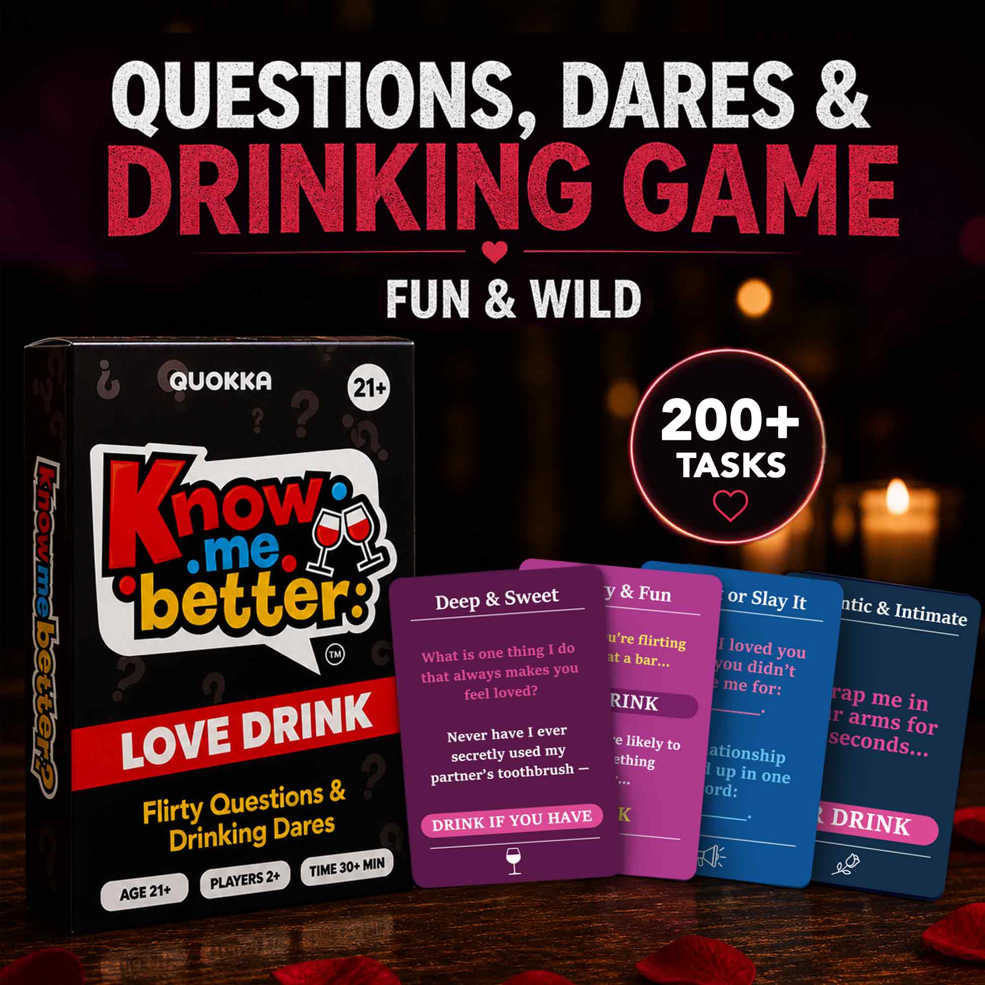 Couples Card Game Love Dare Drink – Spicy Date Night Game