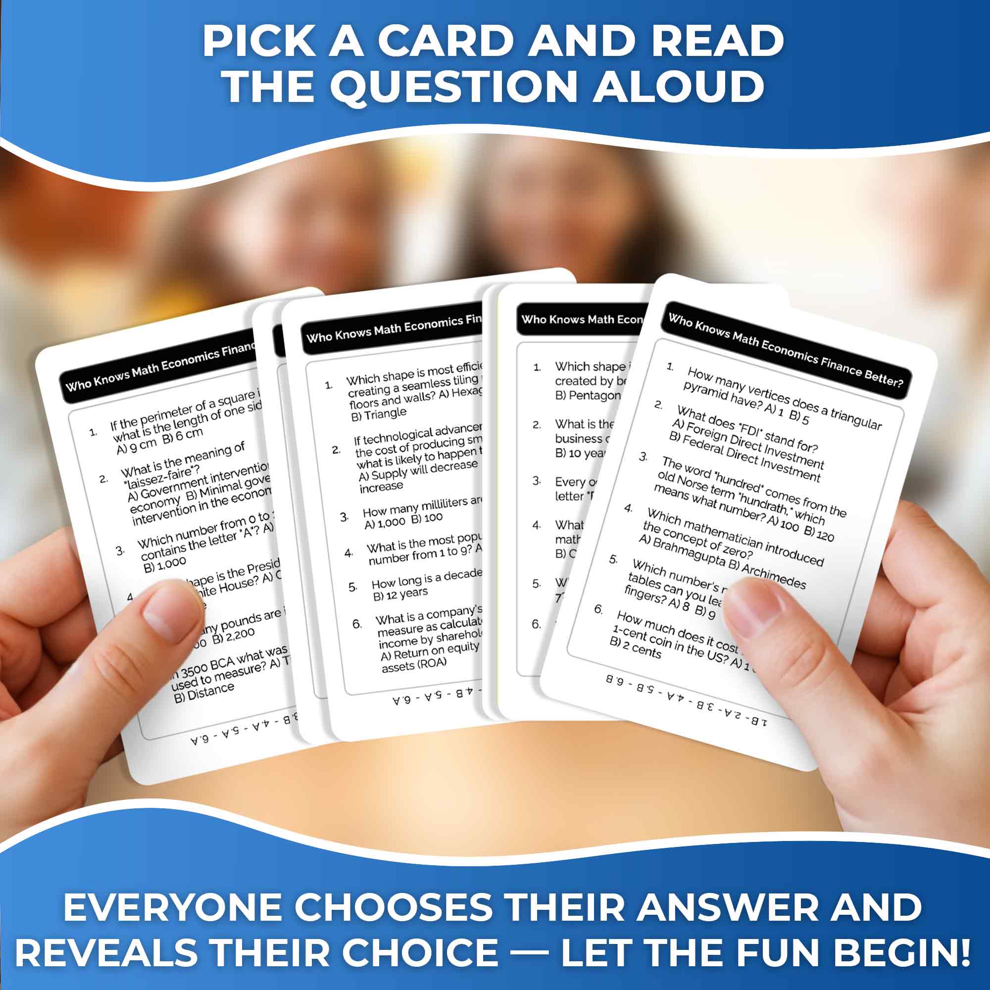 Trivia Card Game Who Knows Math Better? Educational Game