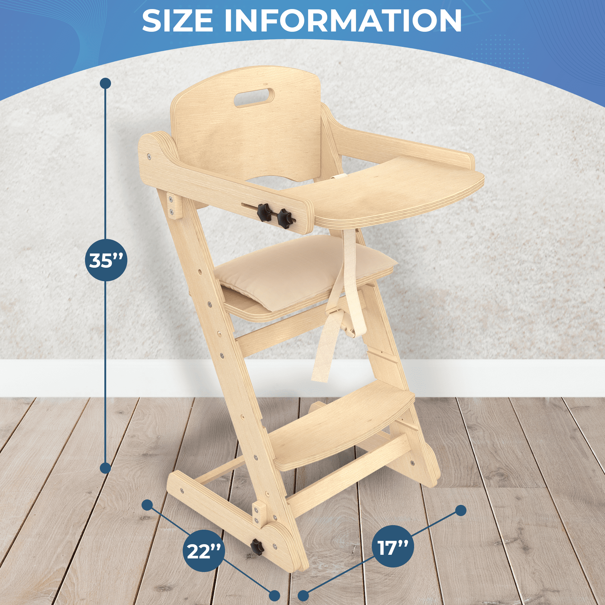 Tripp Trapp High Chair Beige Wooden Convertible Chair for Eating