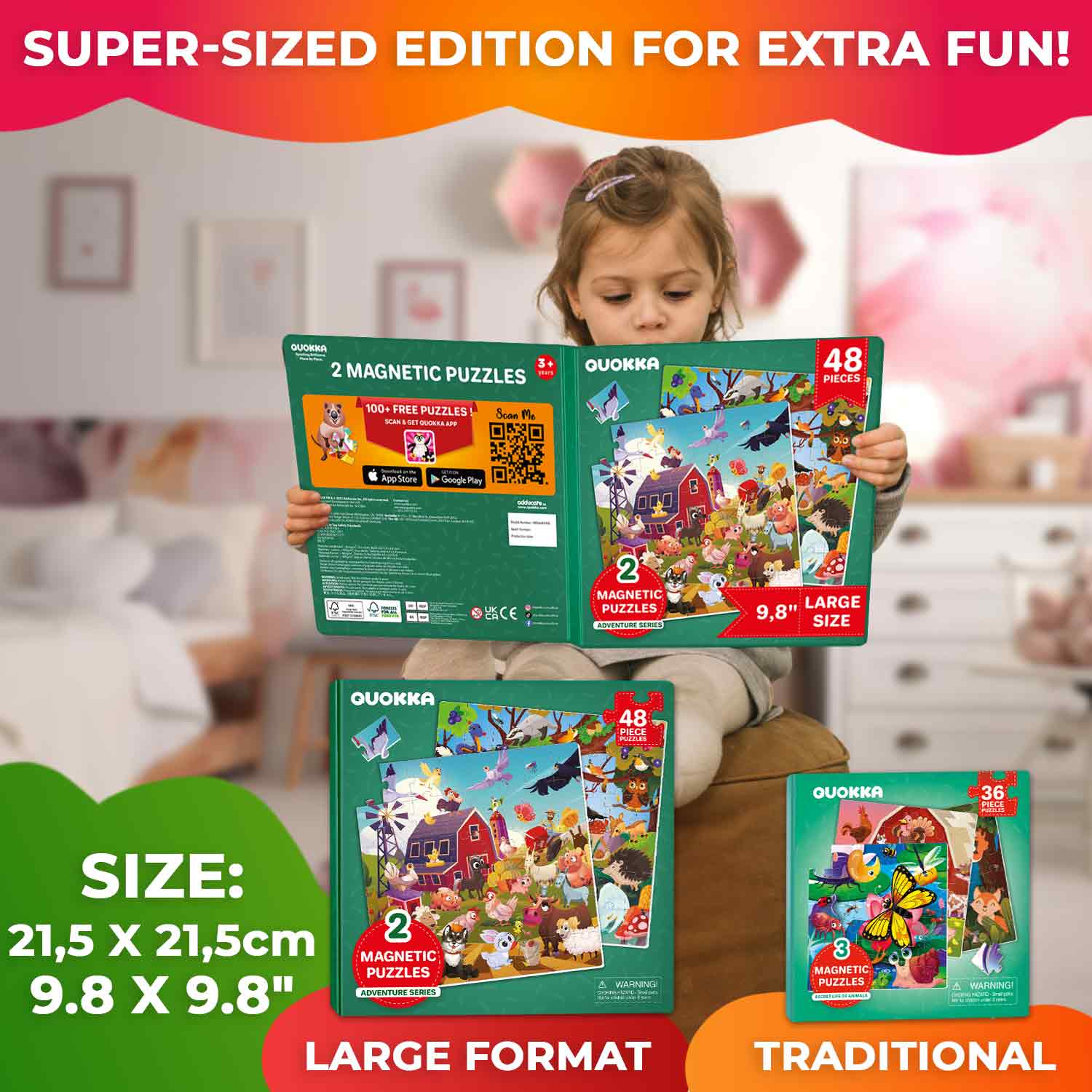Magnetic Book 2x48 Piece Puzzles for Kids | Farm & Forest