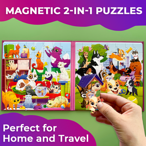 QUOKKA Magnetic Book 2x48 Piece Puzzles for Kids | Cats & Dogs
