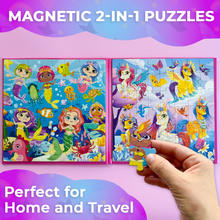 Load image into Gallery viewer, QUOKKA Magnetic Book 2x48 Piece Puzzles for Kids | Mermaids &amp; Unicorns
