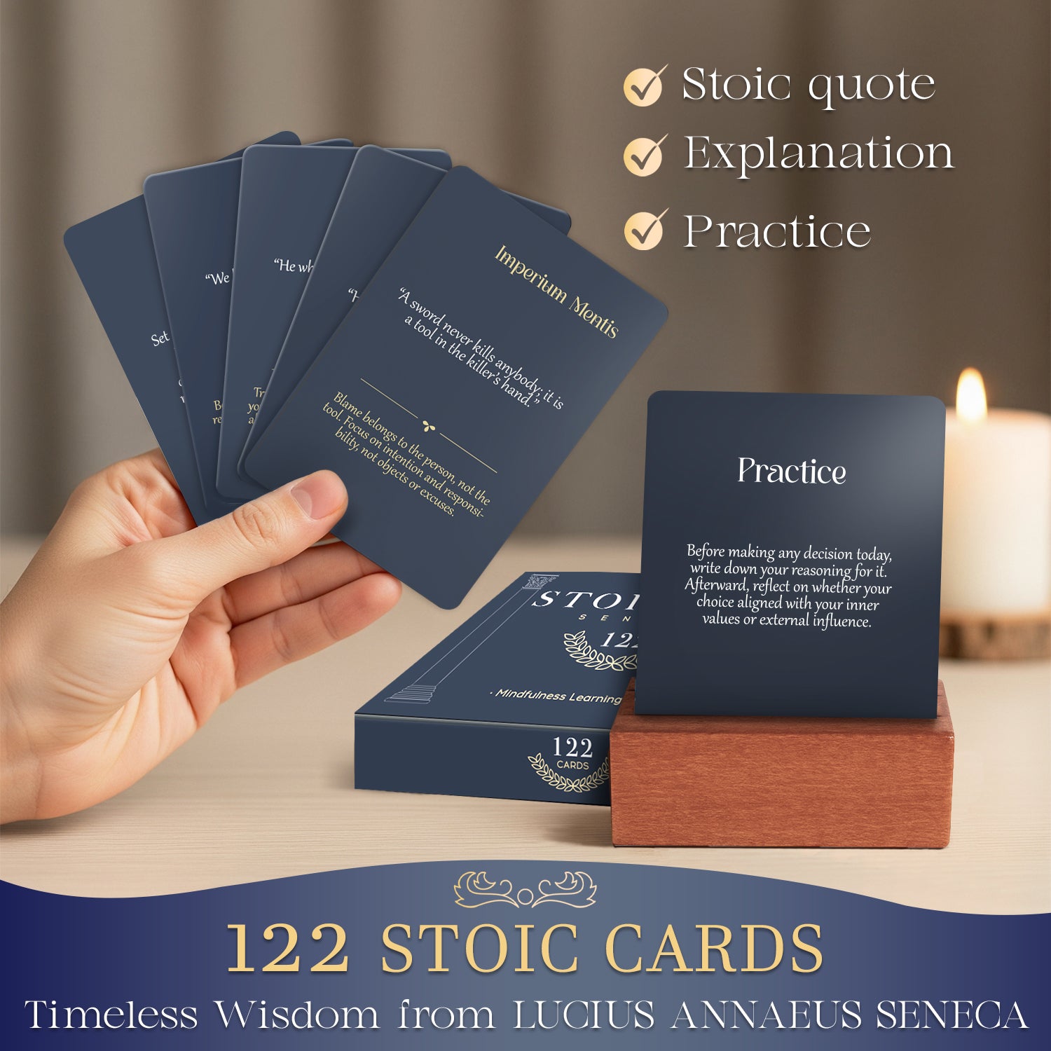 Stoicism Cards Seneca  - 122 Daily Quotes & Exercises