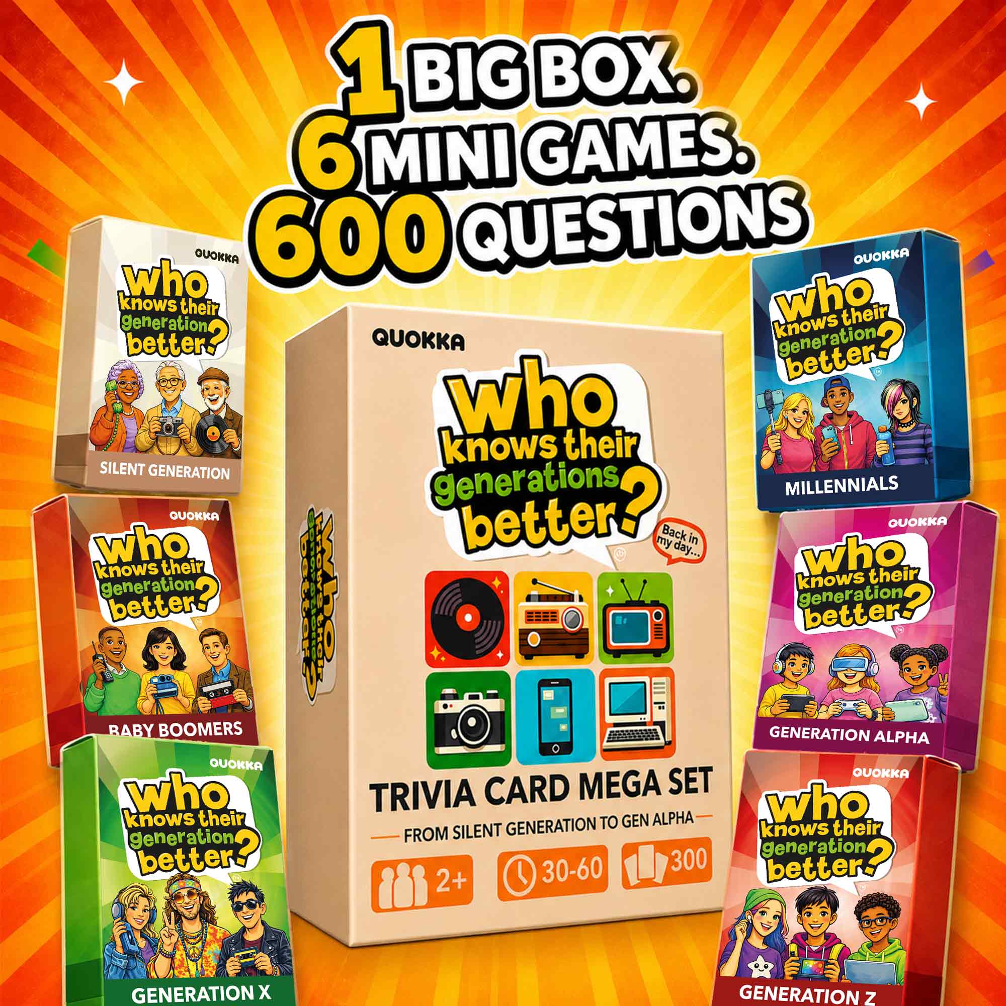 Trivia Card Game  Who Knows Generations Better? for Family