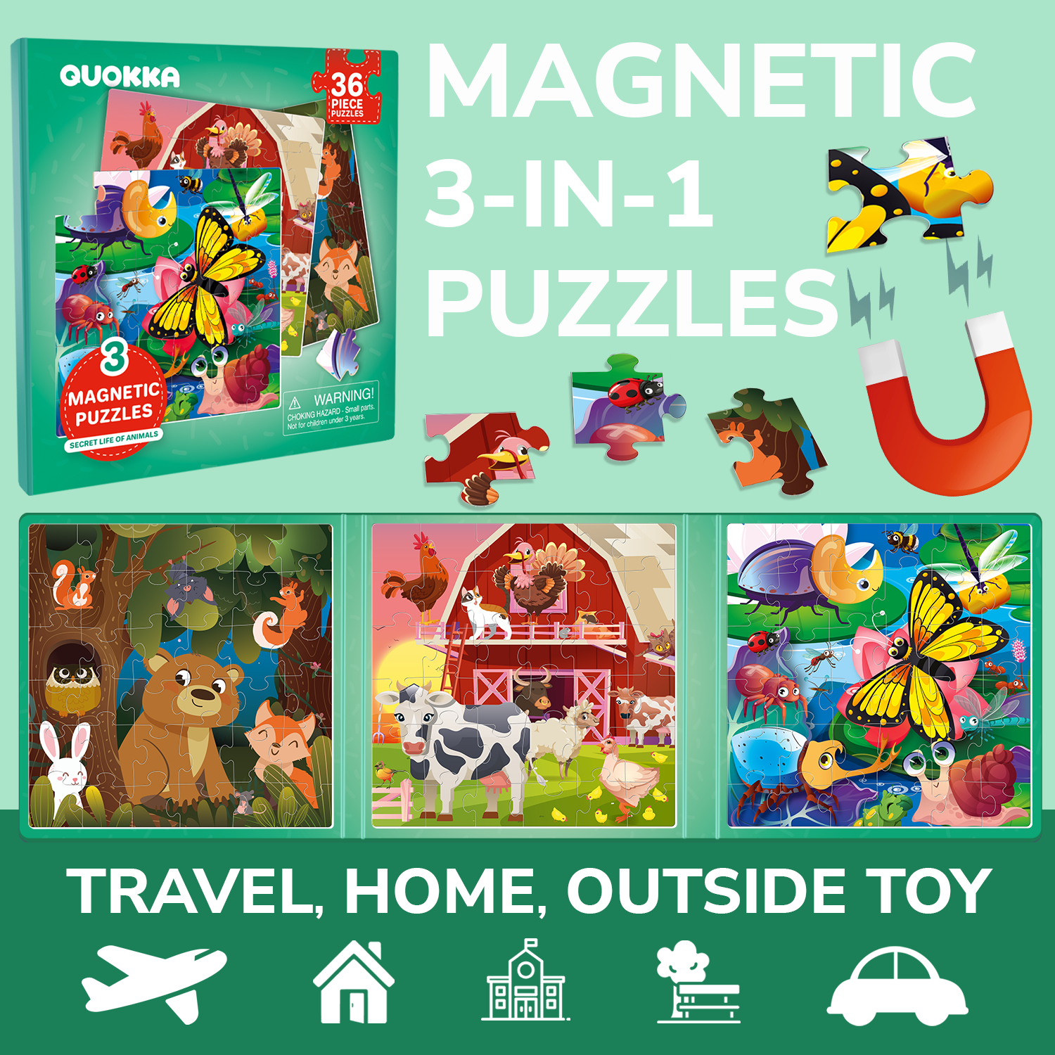 Magnetic Book 36 Piece Puzzles for Kids