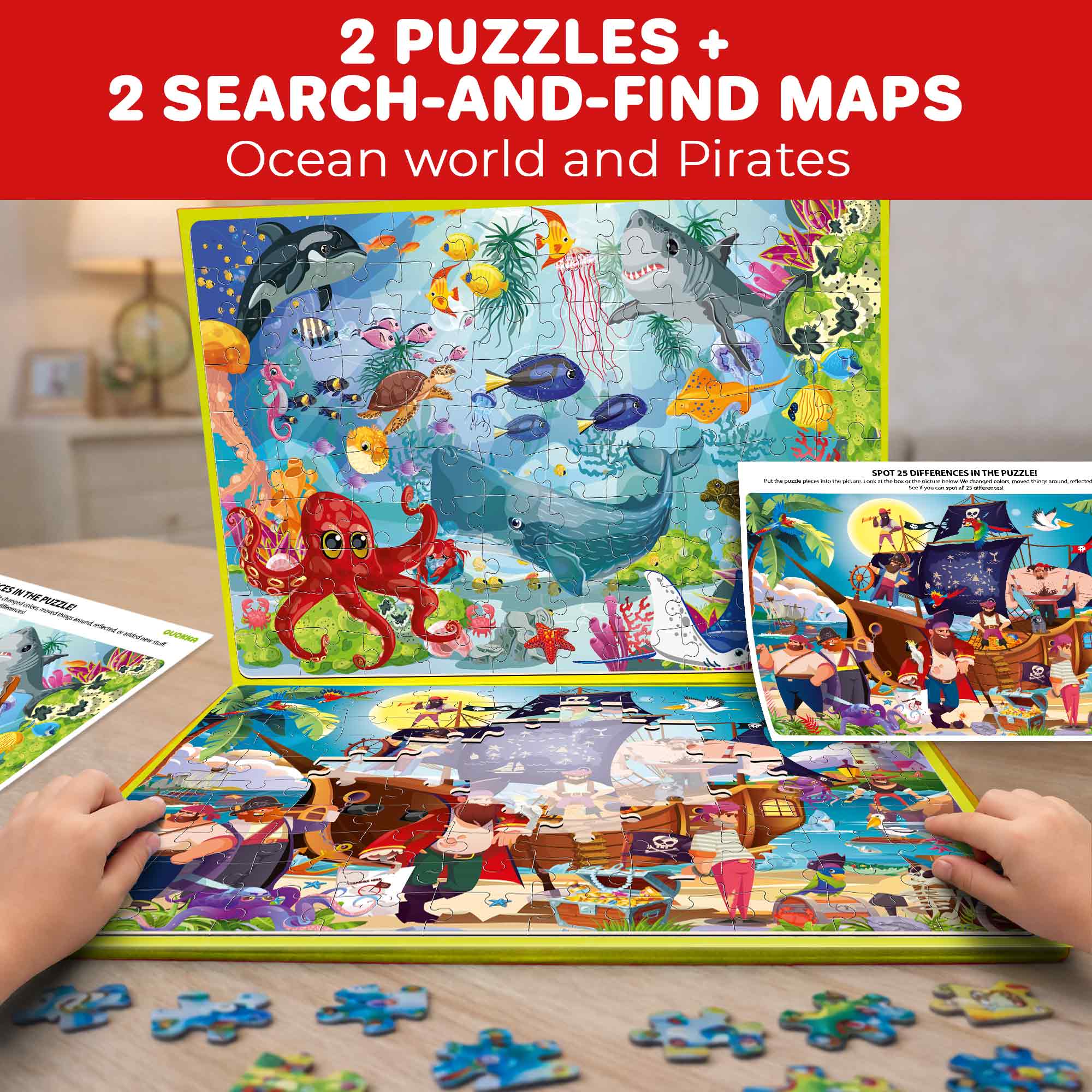 Magnetic Puzzle 2x100 Pcs Puzzles for Kids - Ocean & Pirates